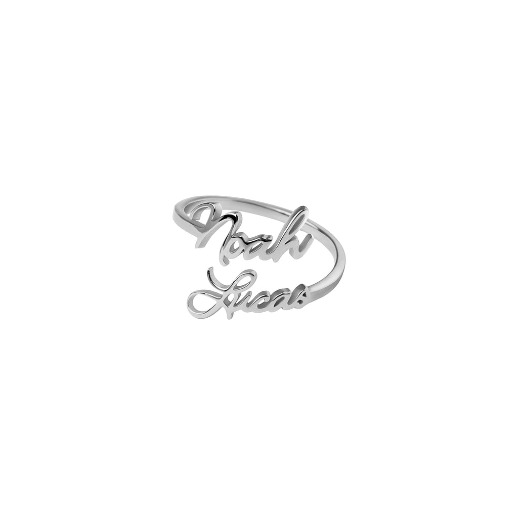 Custom Couple's Name Sterling Silver Ring