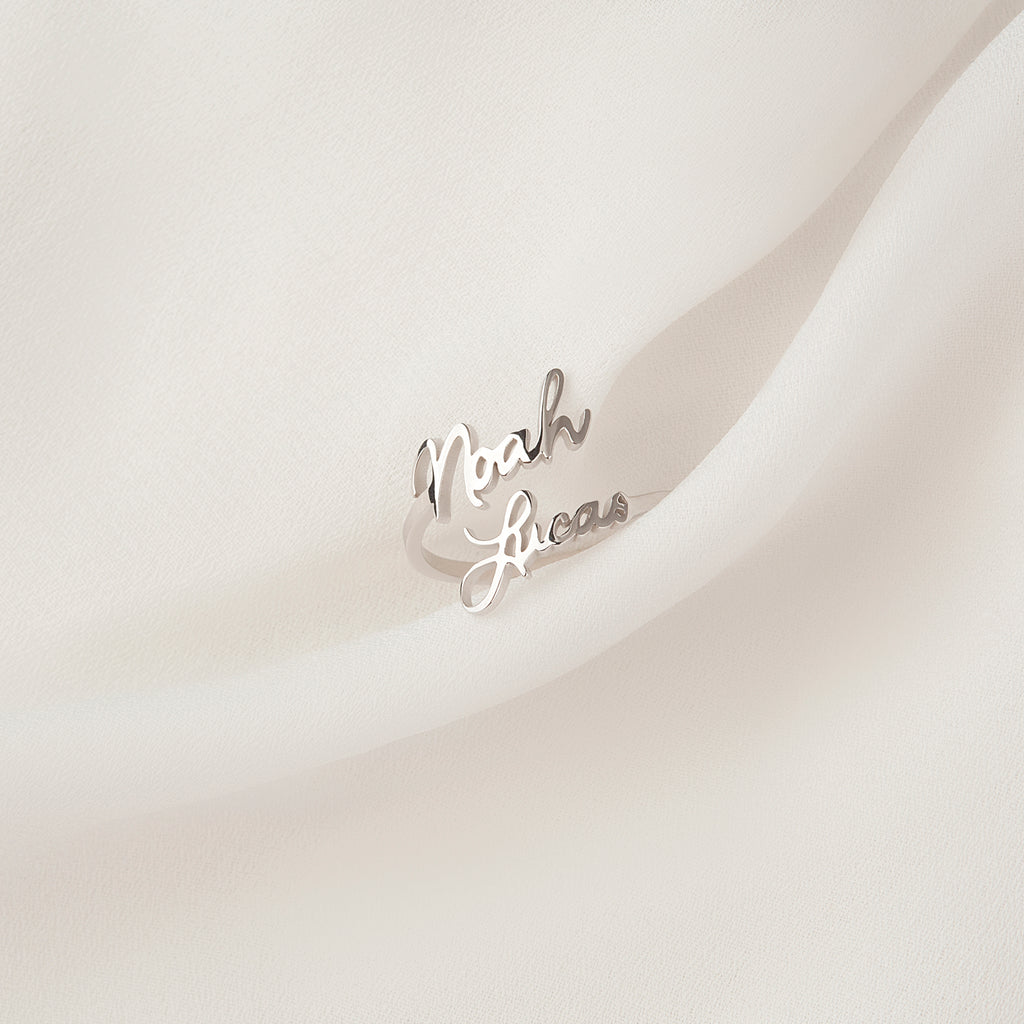 Custom Couple's Name Sterling Silver Ring