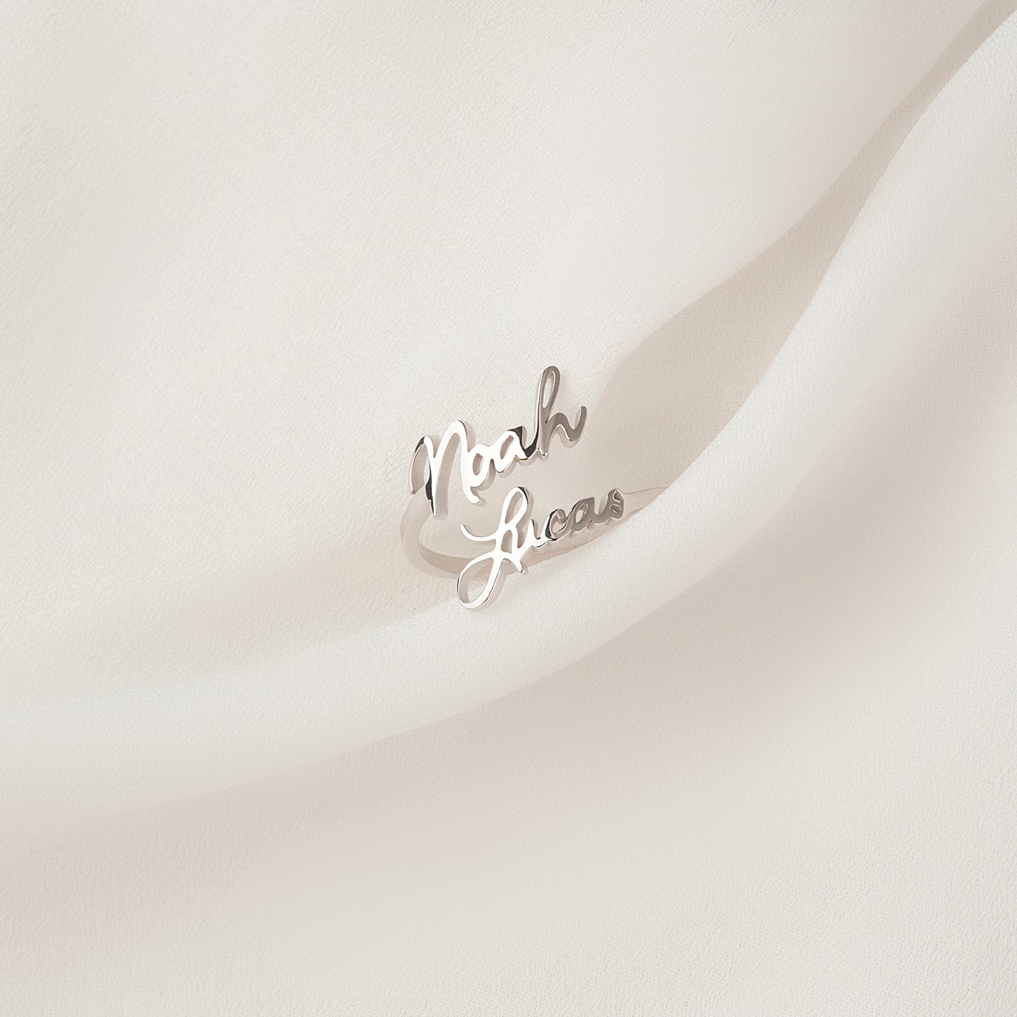 Custom Double Name Sterling Silver Ring