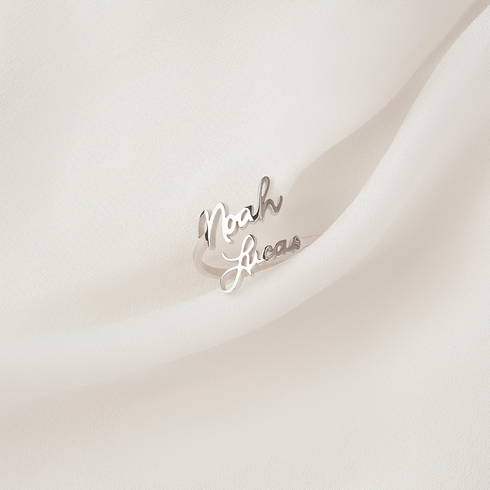 Custom Couple's Name Sterling Silver Ring