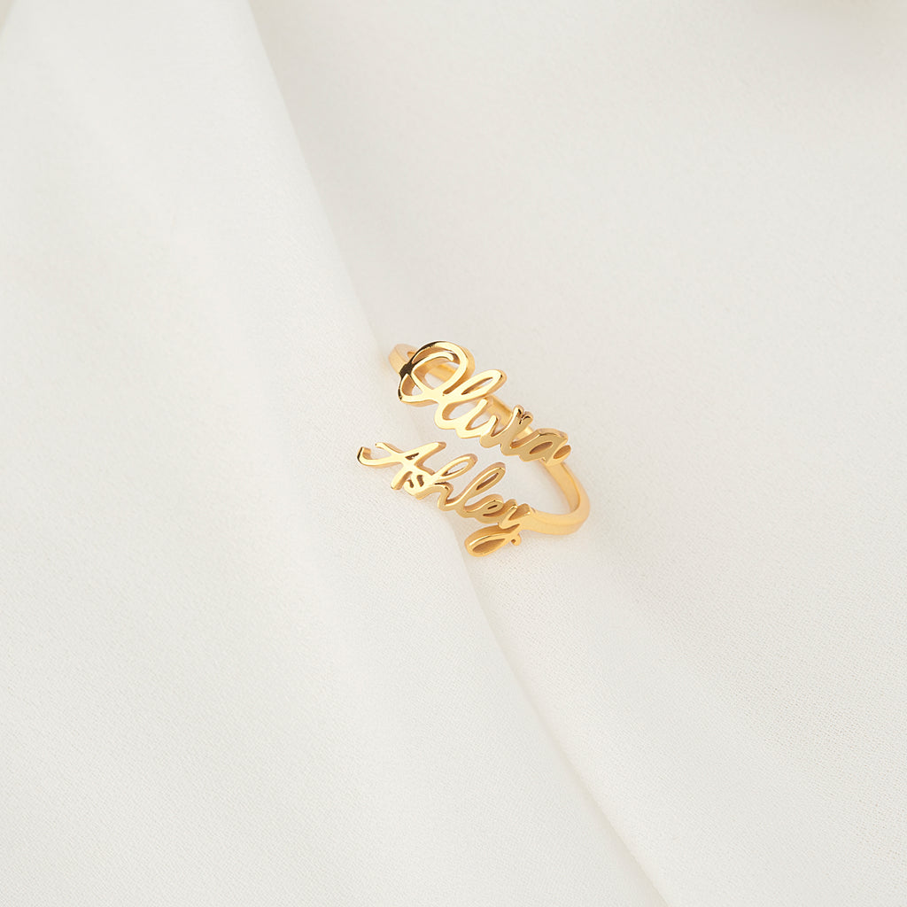 Custom Couple's Name Sterling Silver Ring