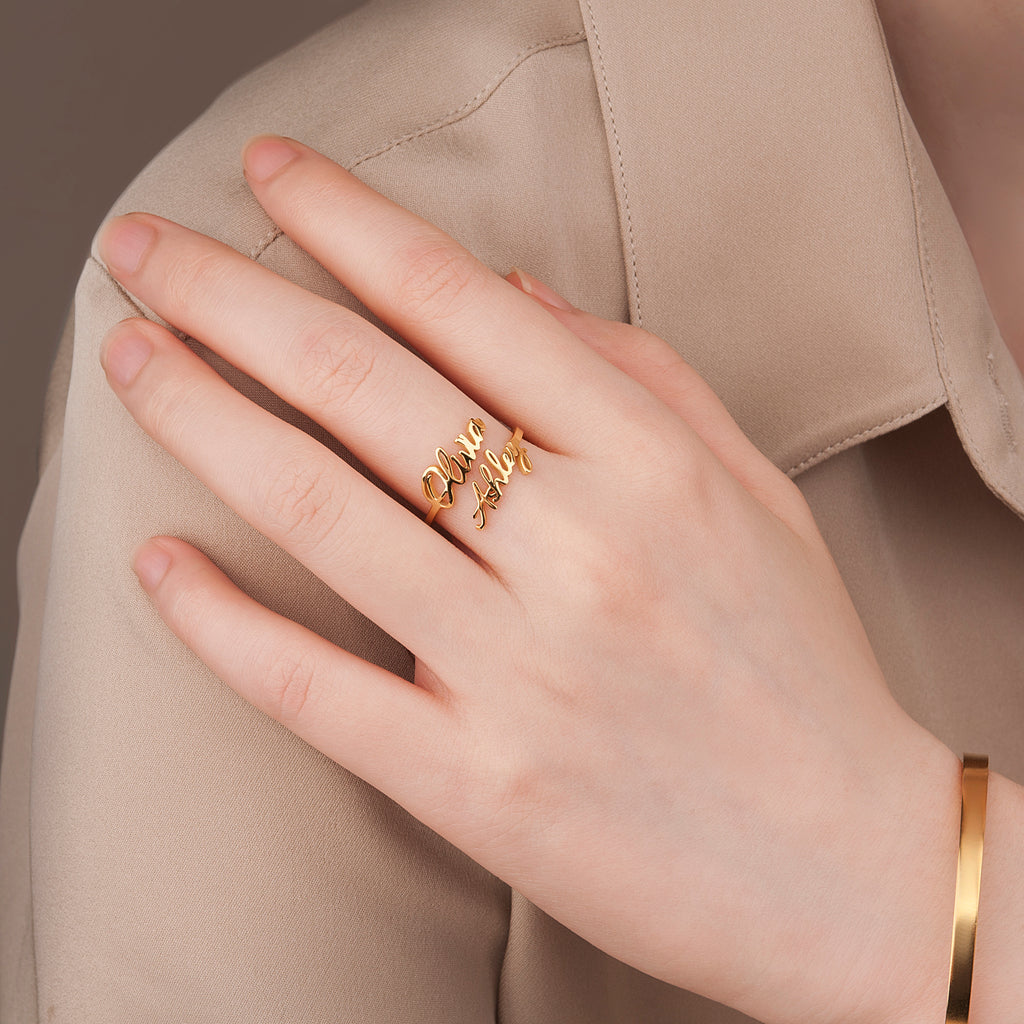 Custom Couple's Name Sterling Silver Ring