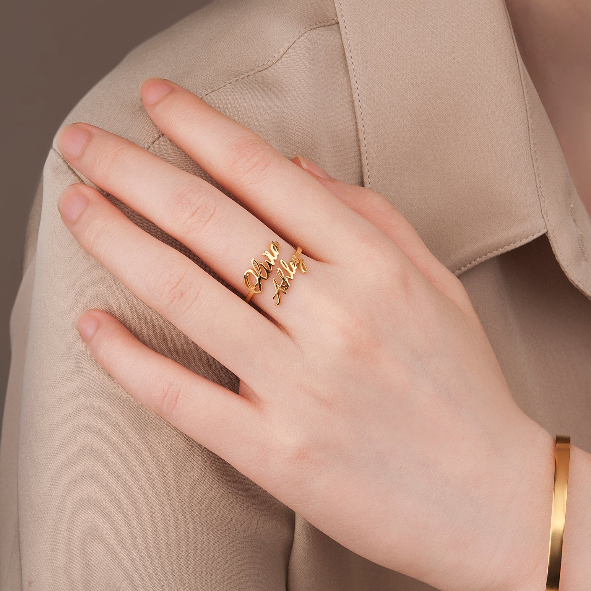 Custom Couple's Name Sterling Silver Ring