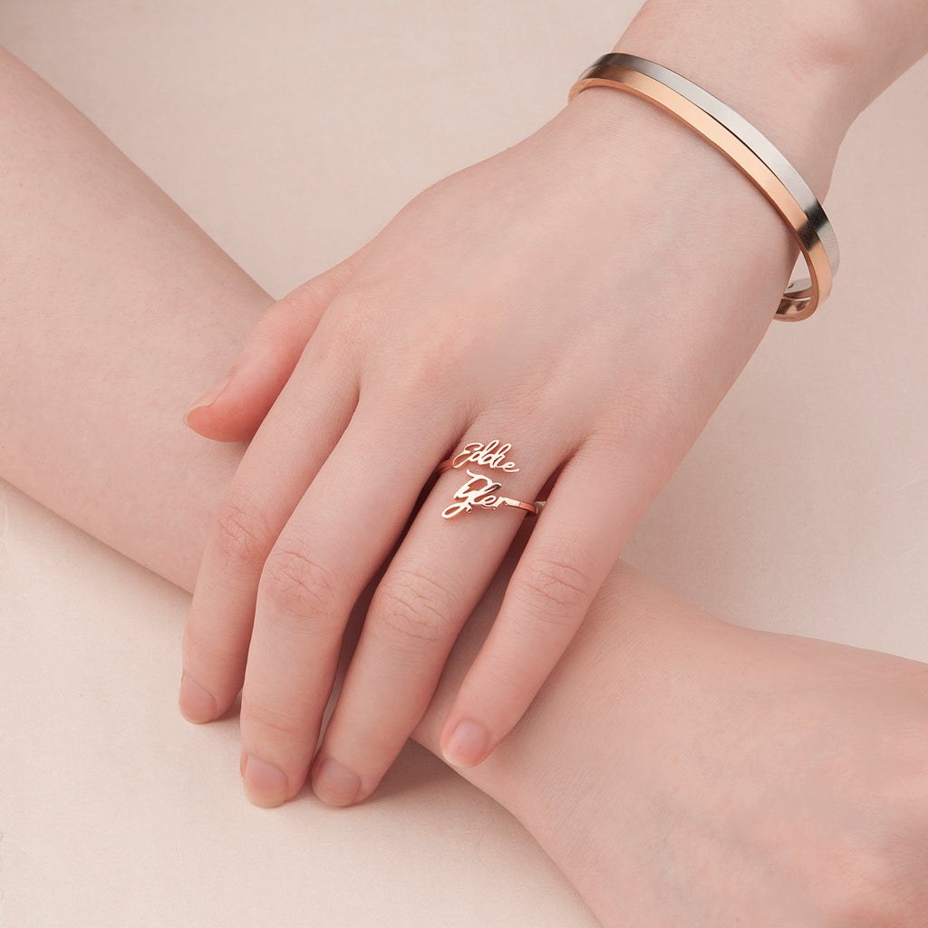 Custom Couple's Name Sterling Silver Ring