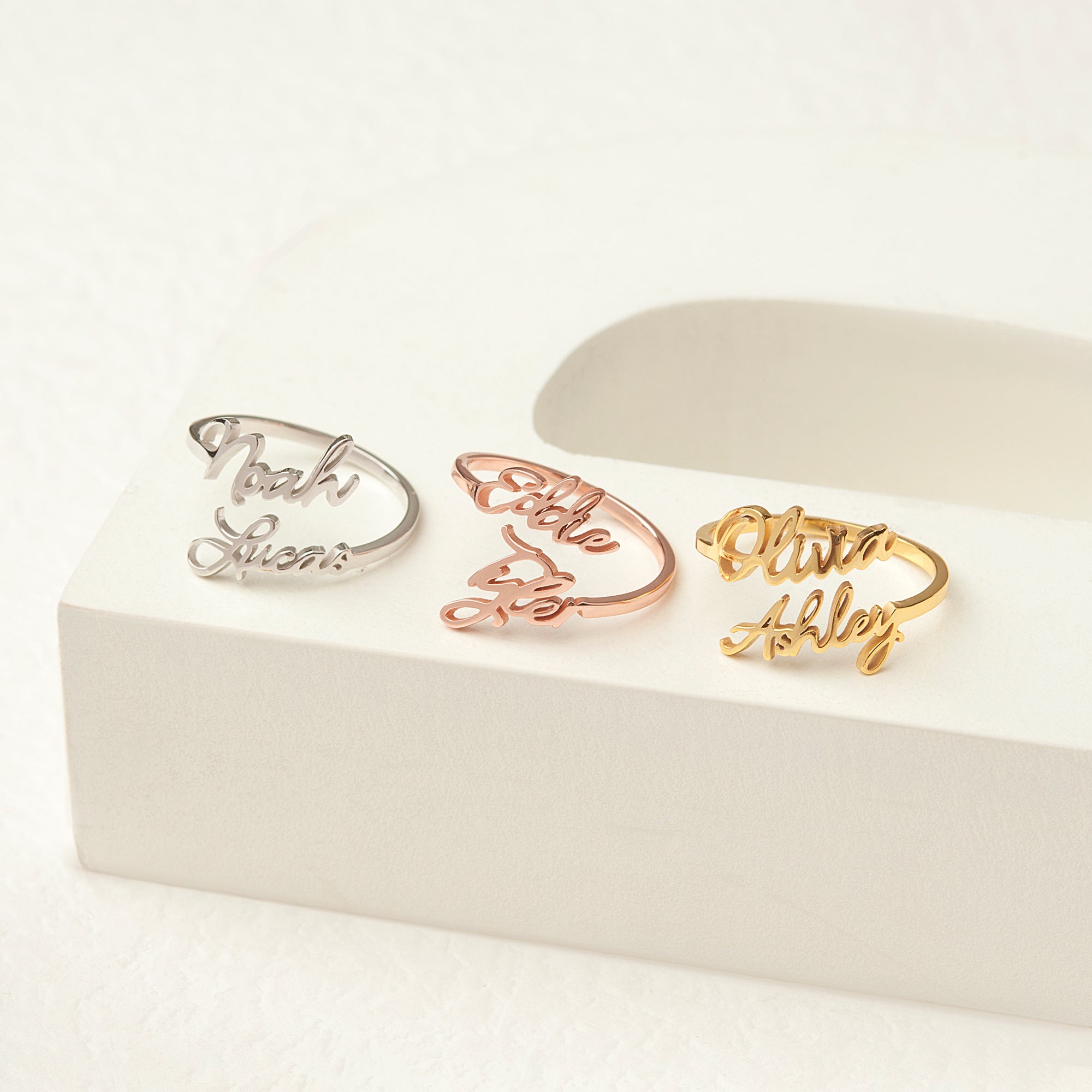 Custom Couple's Name Sterling Silver Ring