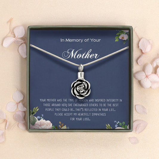 "In Loving Memory of Your Mother" Rose Memorial Necklace