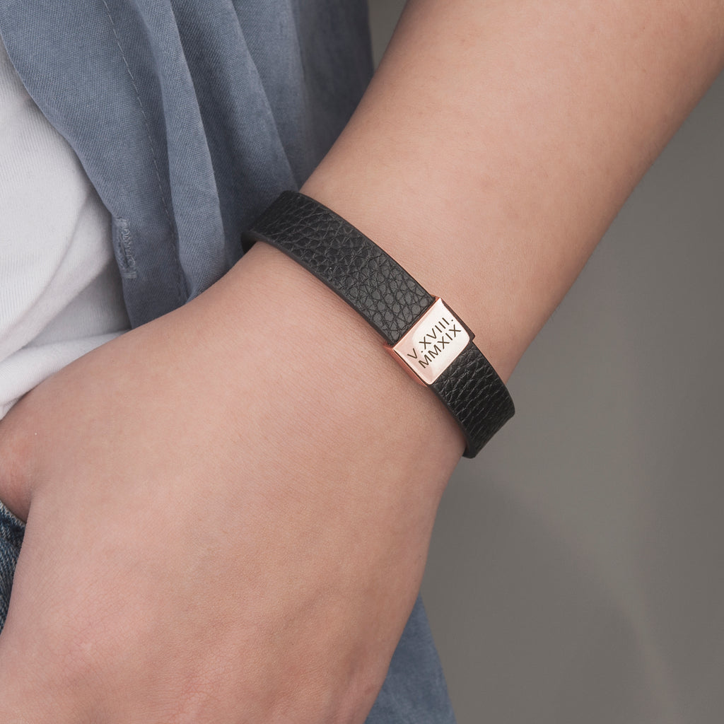 Men's Leather Engravable Bracelet
