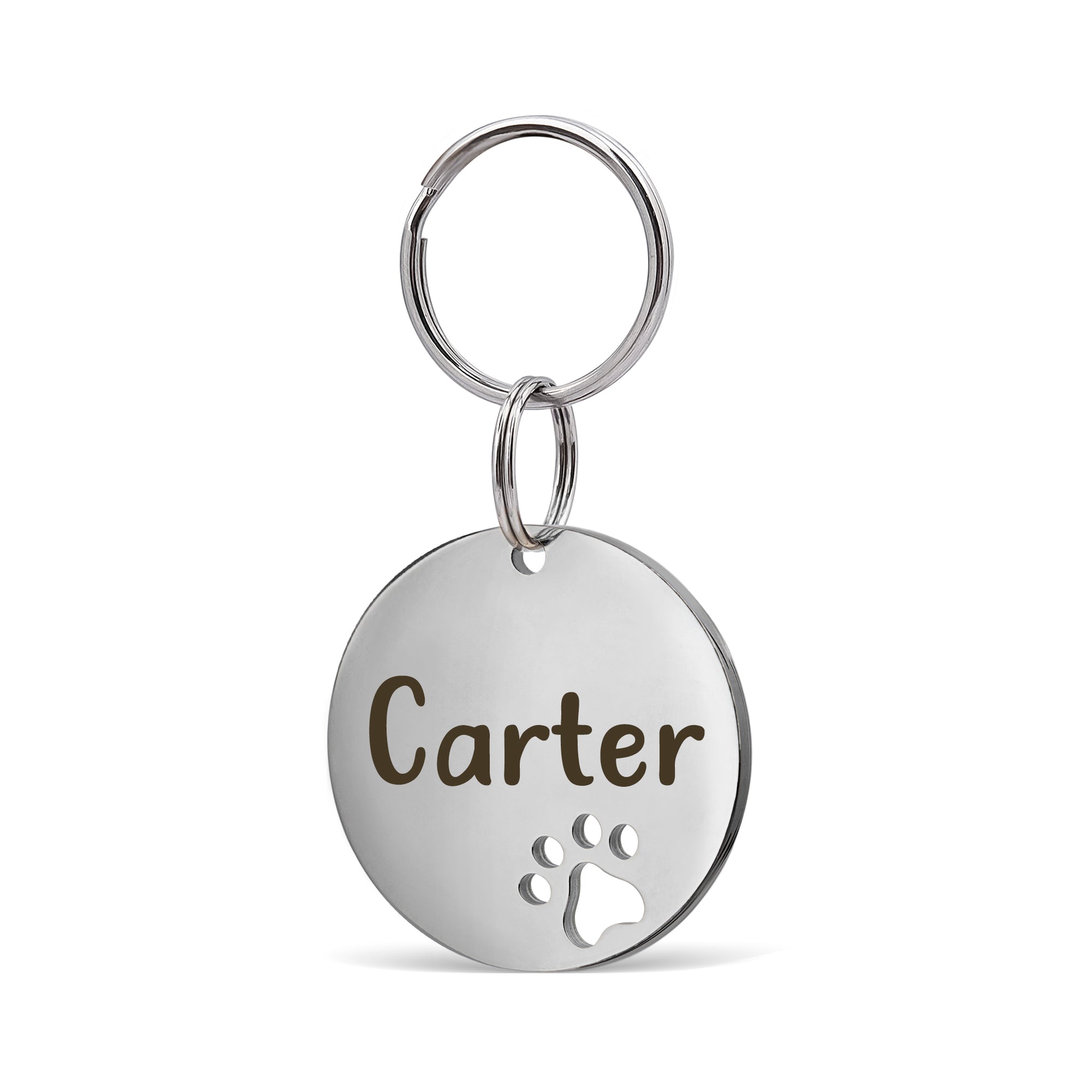 Round Paw Print Cut-Out Pet ID Dog Tag