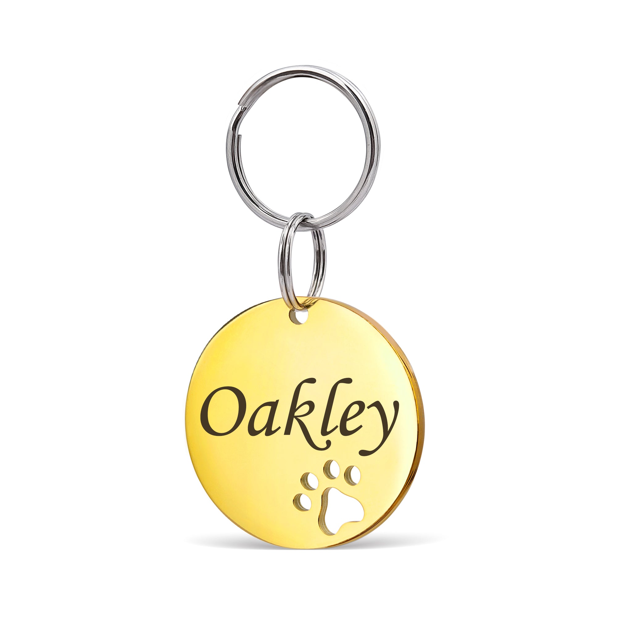 Round Paw Print Cut-Out Pet ID Dog Tag