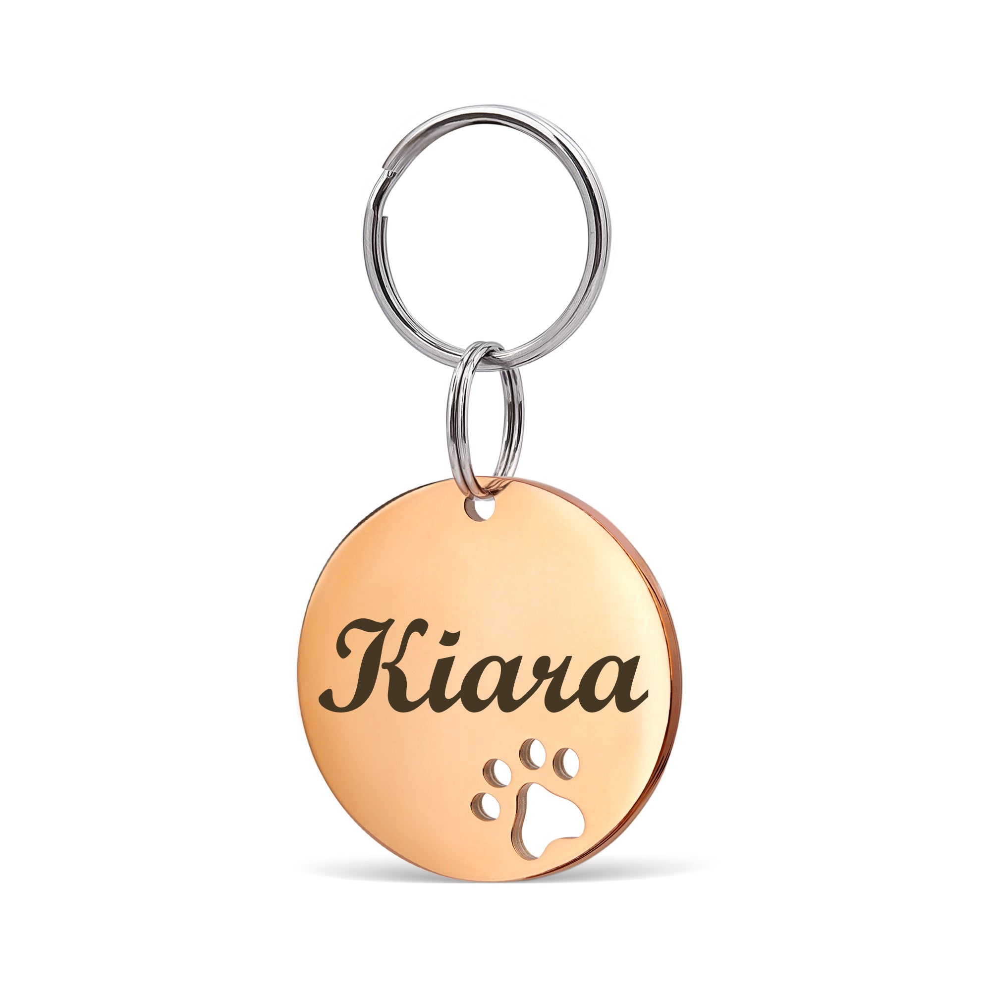 Round Paw Print Cut-Out Pet ID Dog Tag