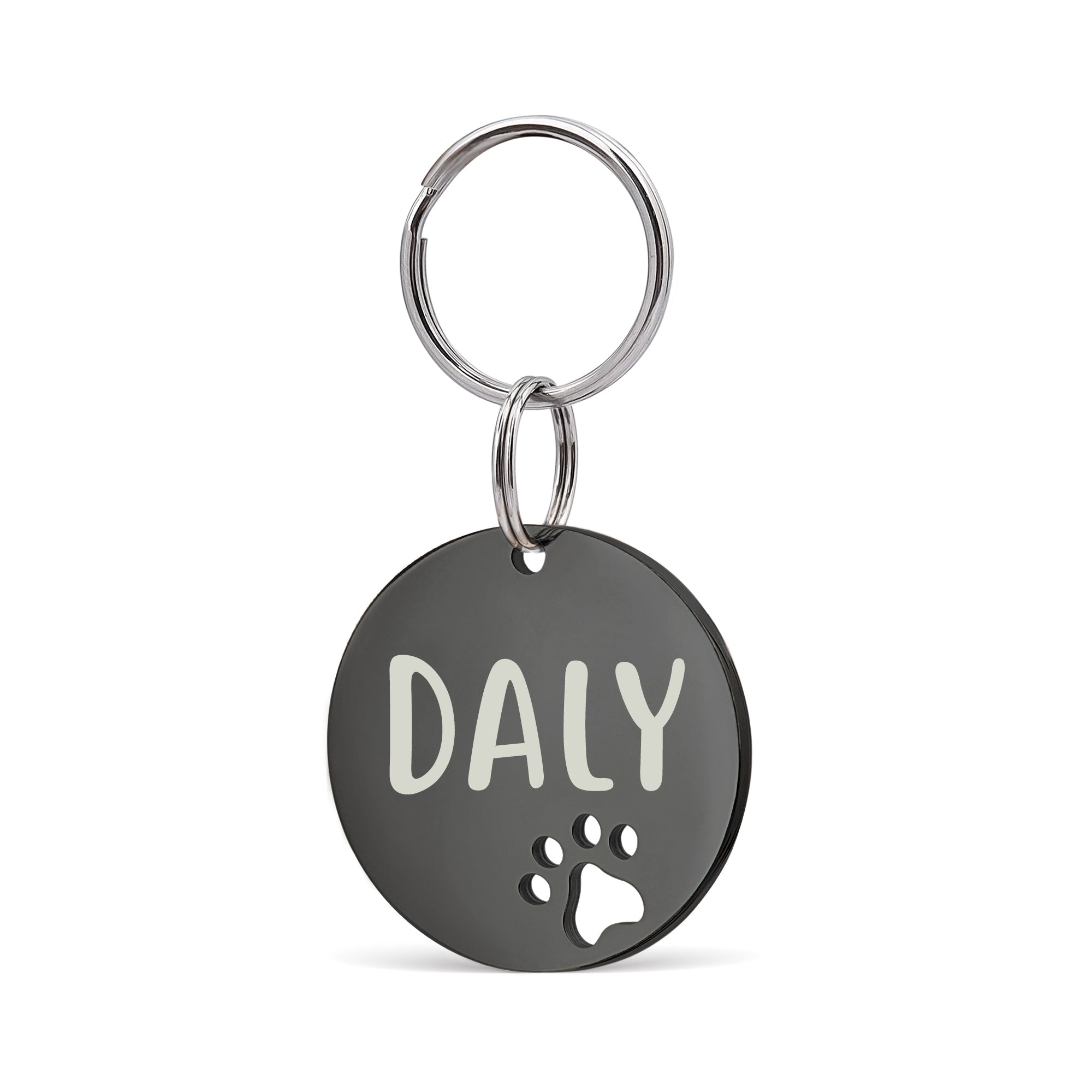 Round Paw Print Cut-Out Pet ID Dog Tag