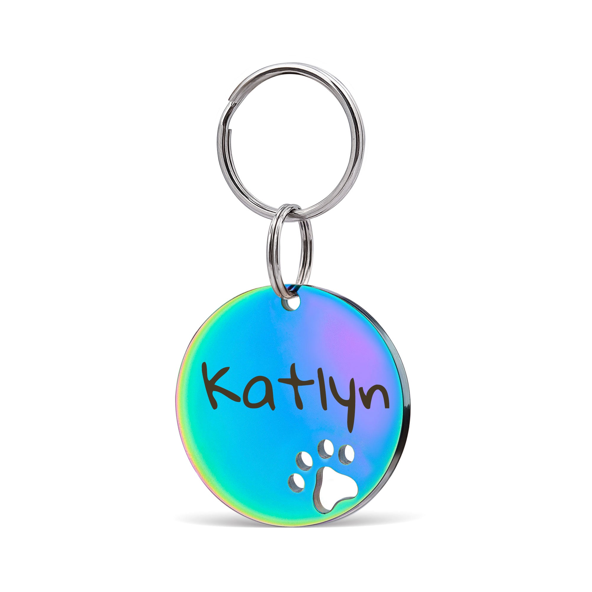 Round Paw Print Cut-Out Pet ID Dog Tag