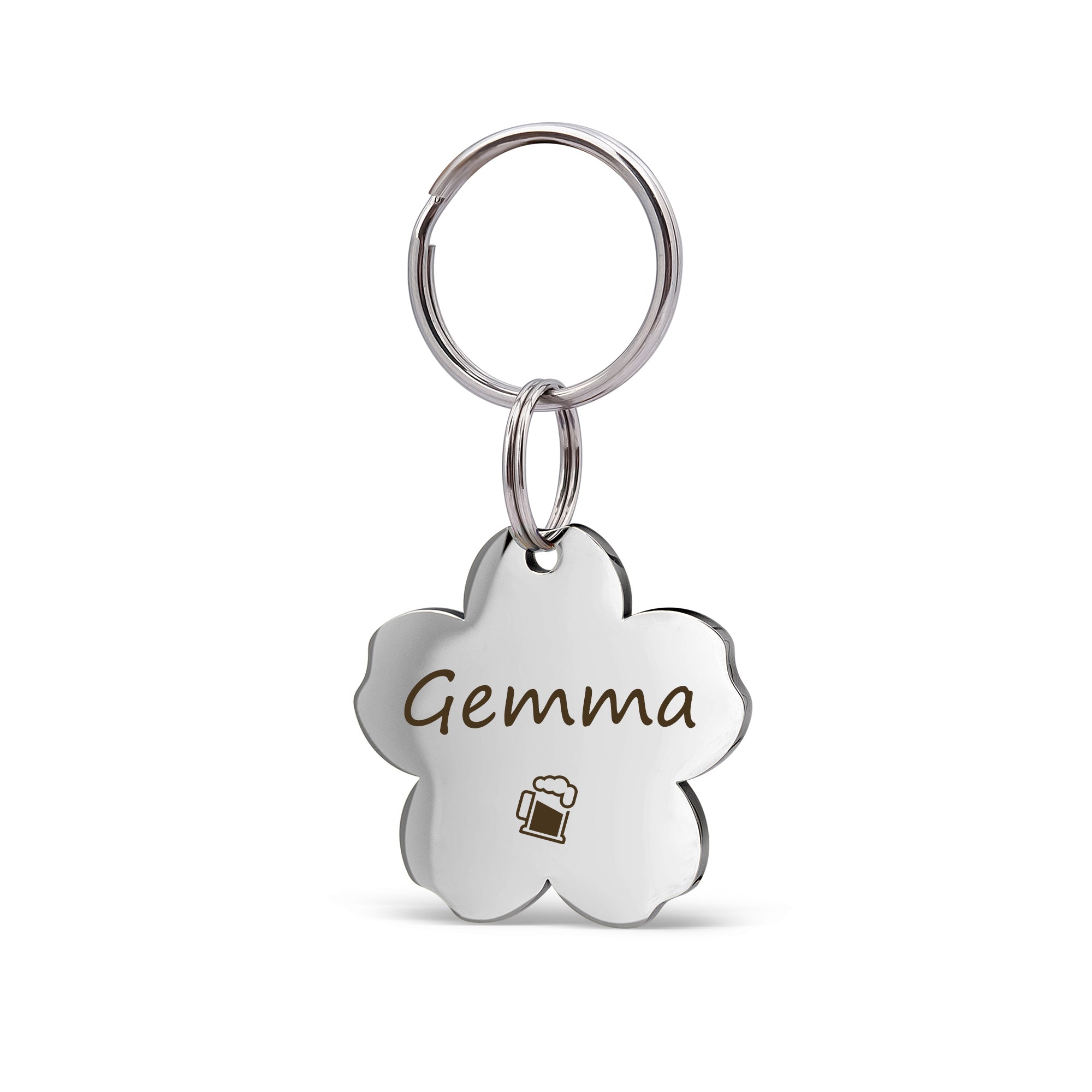 Custom Cherry Blossom Pet ID Dog Tag | Personalized Stainless