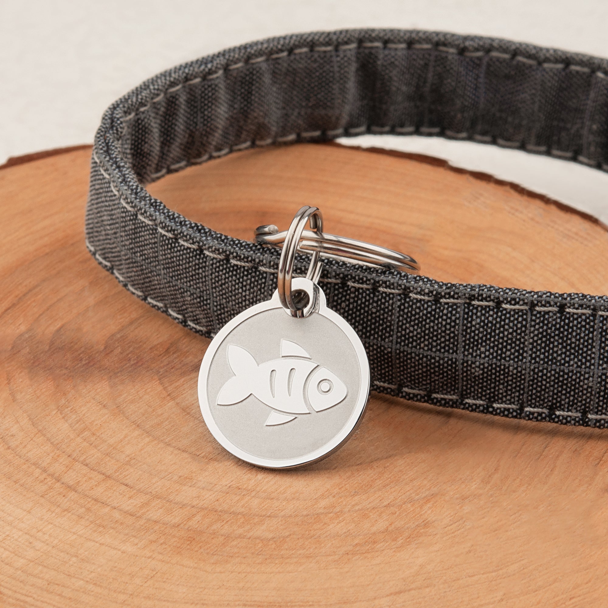 Frosted Fish Round Pet ID Dog Tag