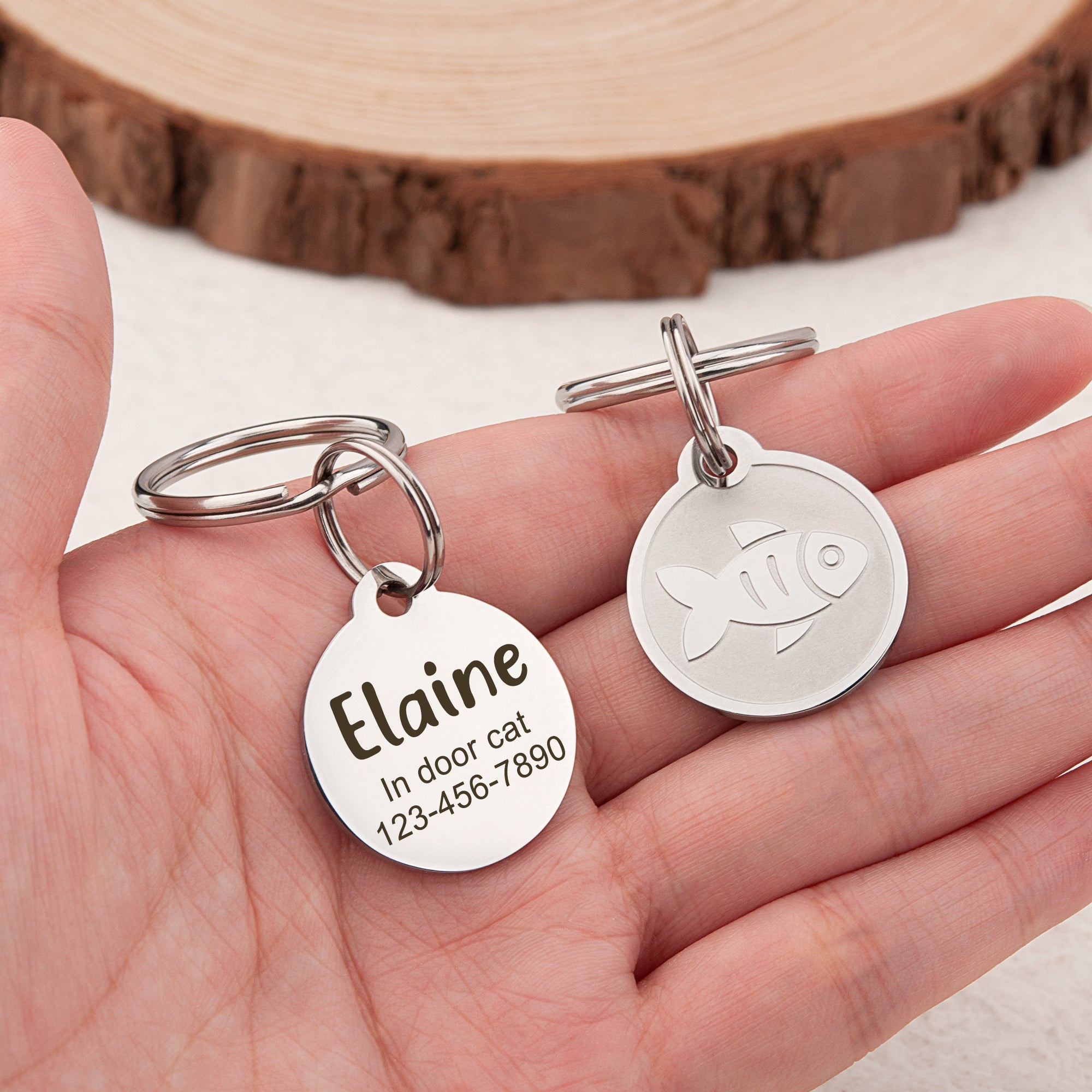 Frosted Fish Round Pet ID Dog Tag