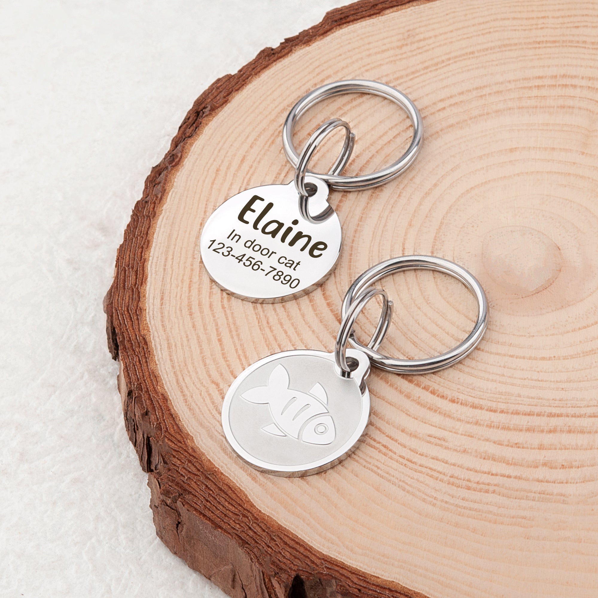 Frosted Fish Round Pet ID Dog Tag