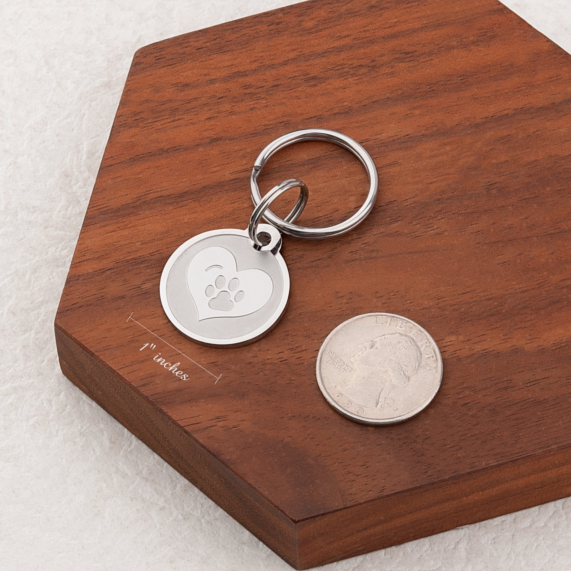 Frosted Heart Paw Round Pet ID Dog Tag