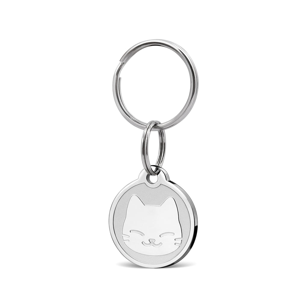 Frosted Cat Round Pet ID Dog Tag