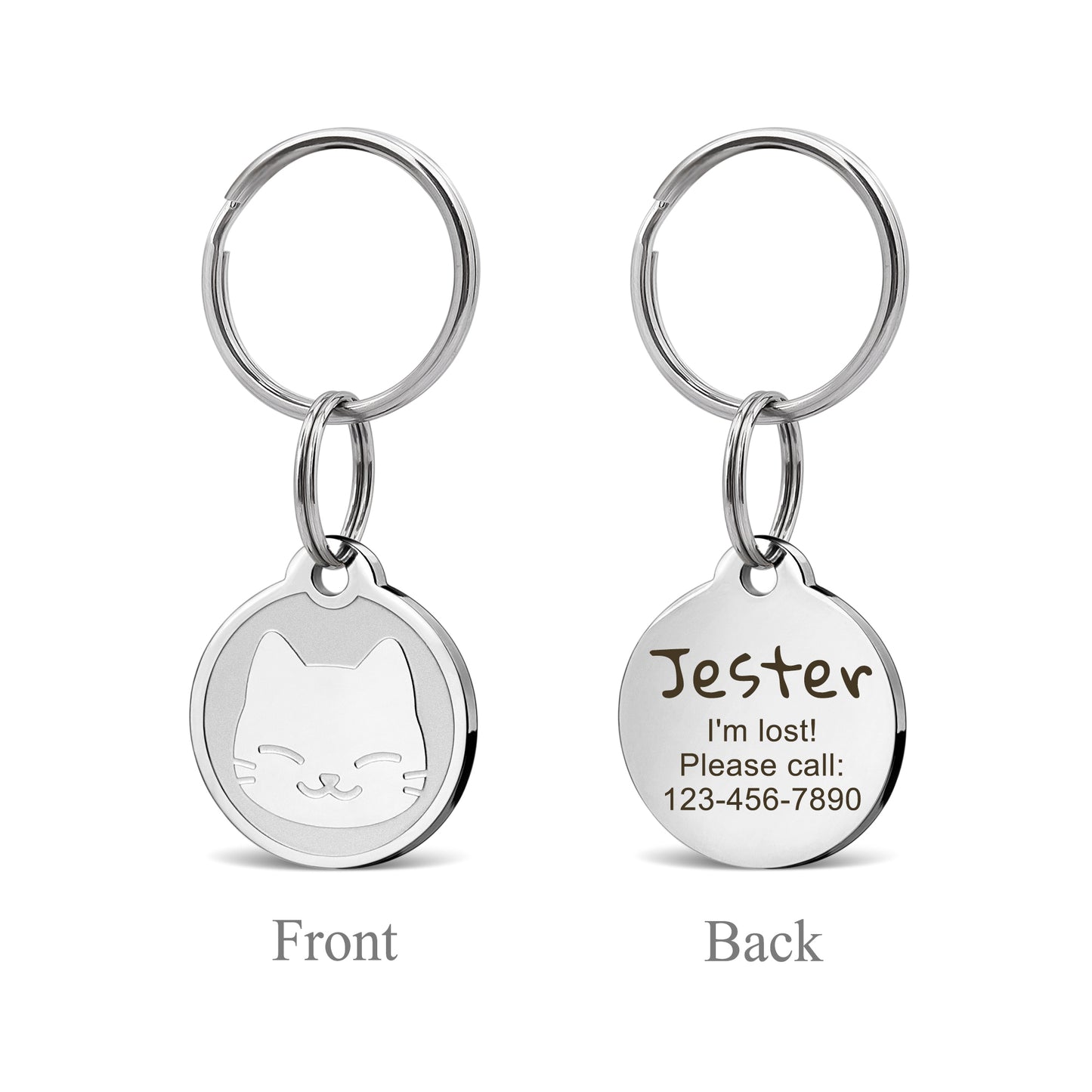 Custom Frosted Cat Design Pattern Round Cat Pet Tag