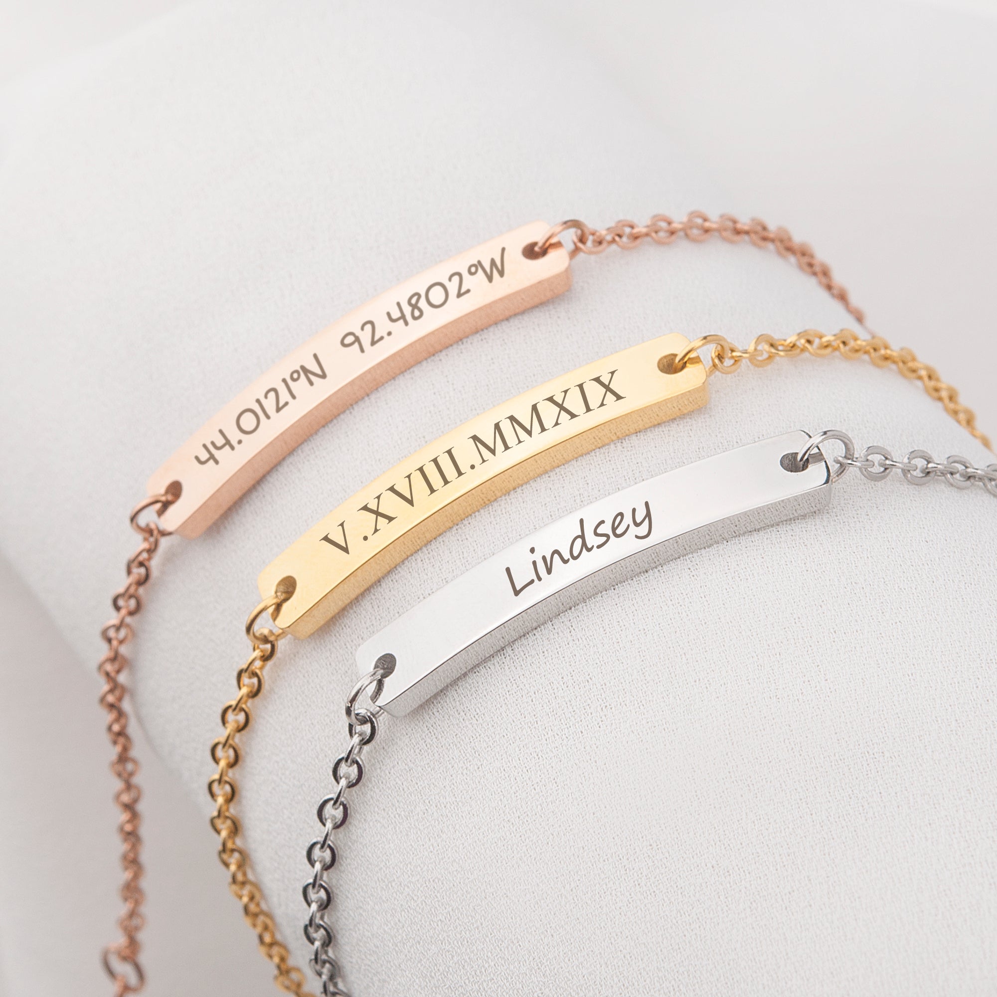 Bridesmaid Gifts Personalized Bar Bracelet Customized Skinny Bar Brace –  UrWeddingGifts