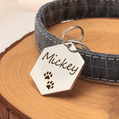 Personalized Hexagon Shaped Pet ID Dog Tag for Cat or Dog