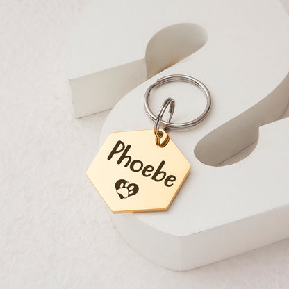 Personalized Hexagon Shaped Pet ID Dog Tag for Cat or Dog