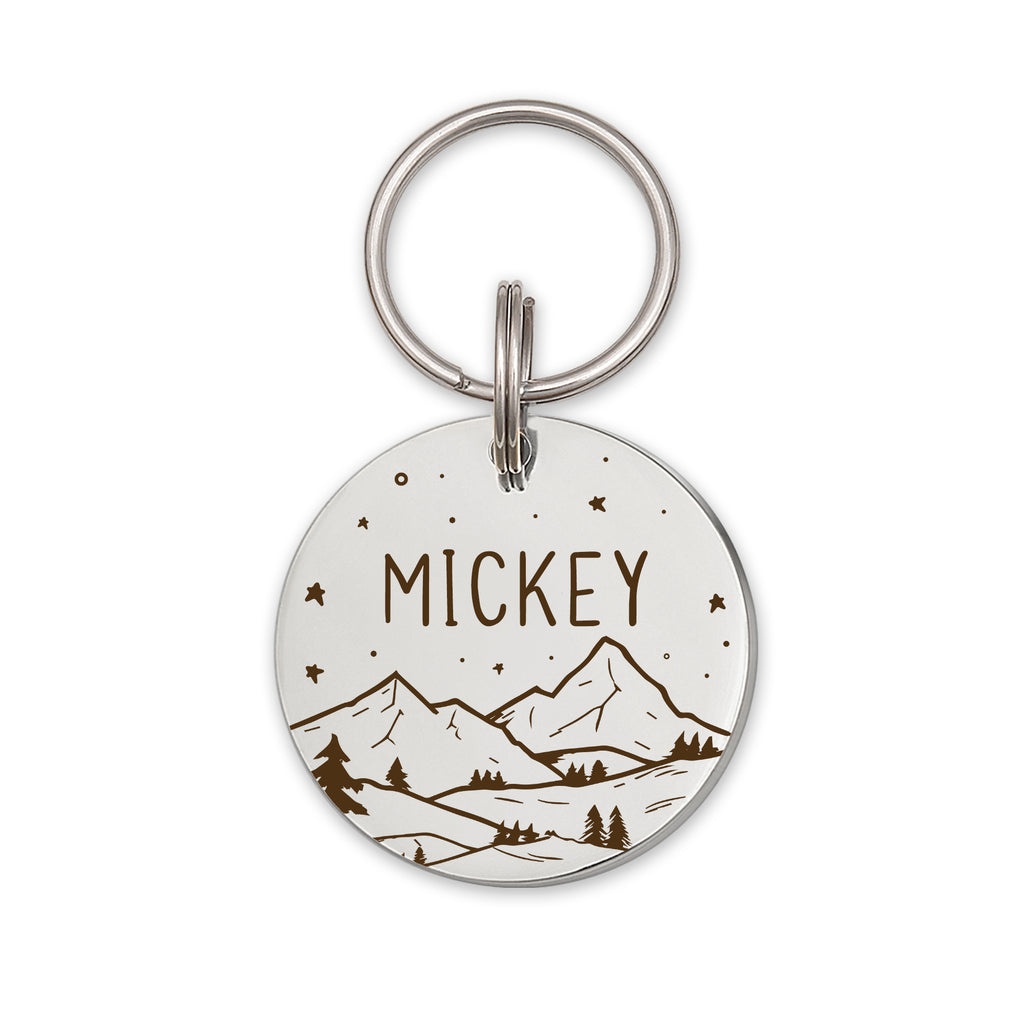 Mountain Starry Sky Round Pet ID Dog Tag