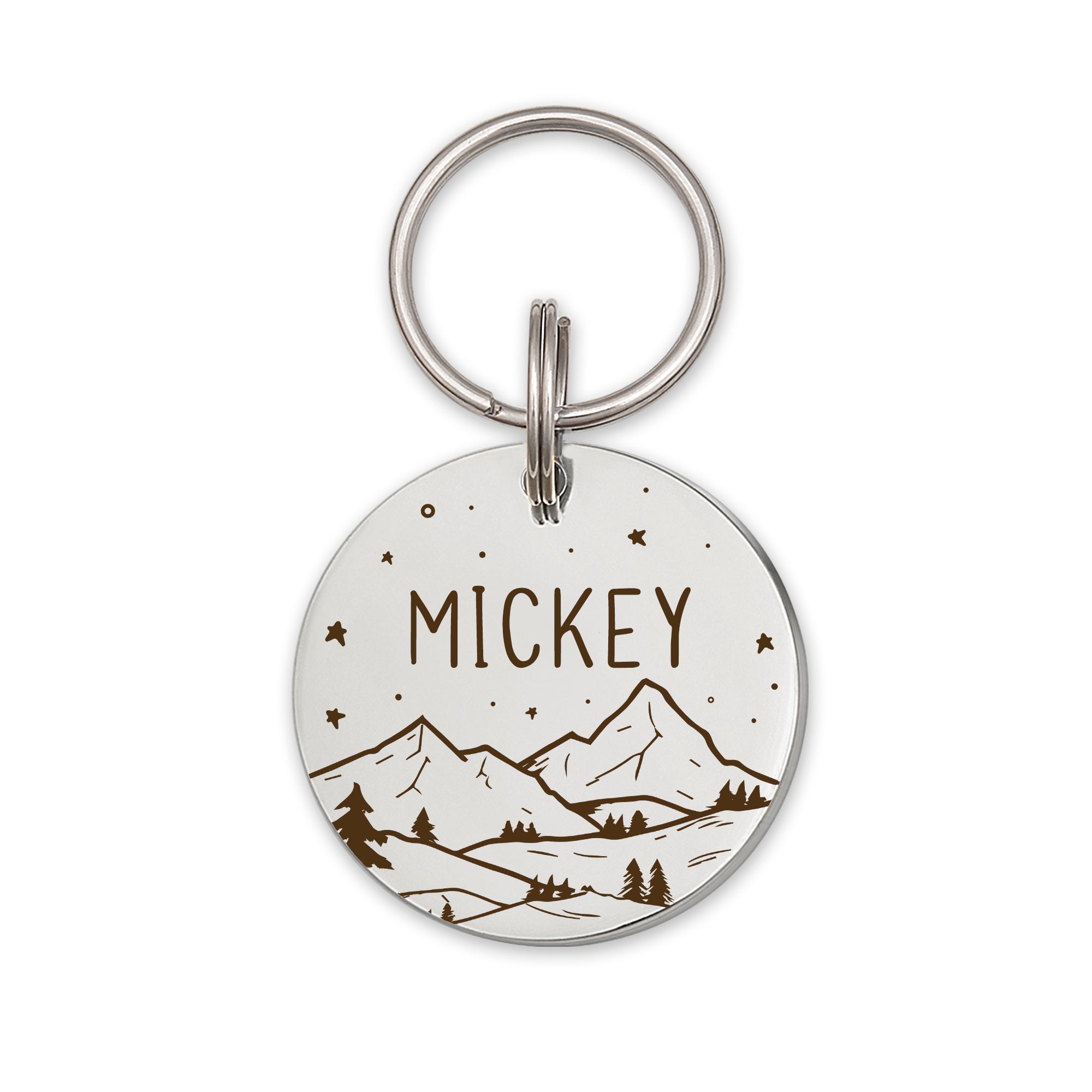 Mountain Starry Sky Round Pet ID Dog Tag