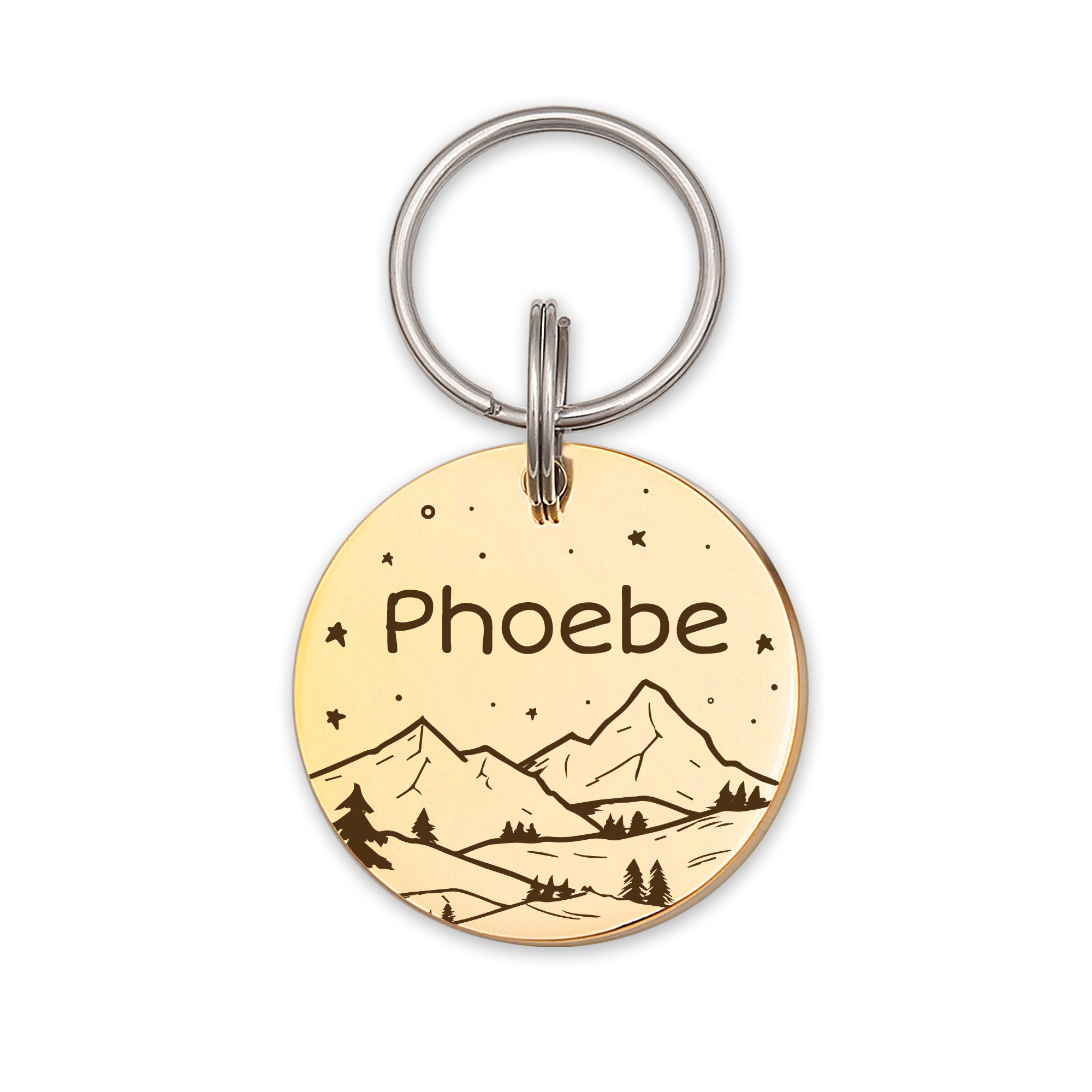 Mountain Starry Sky Round Pet ID Dog Tag