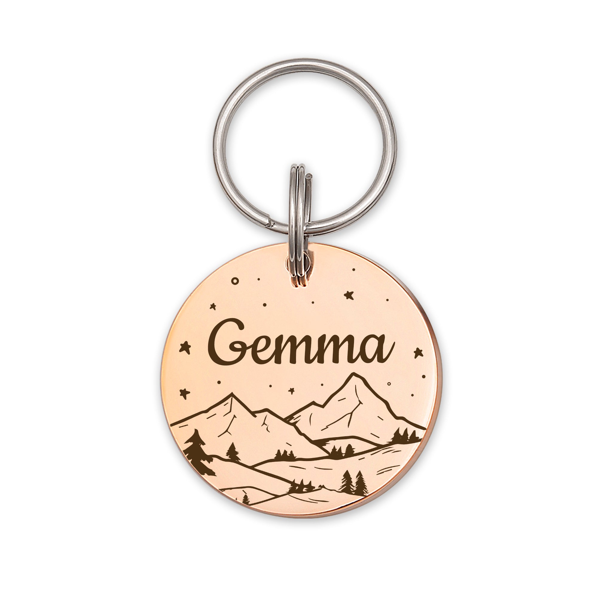 Mountain Starry Sky Round Pet ID Dog Tag