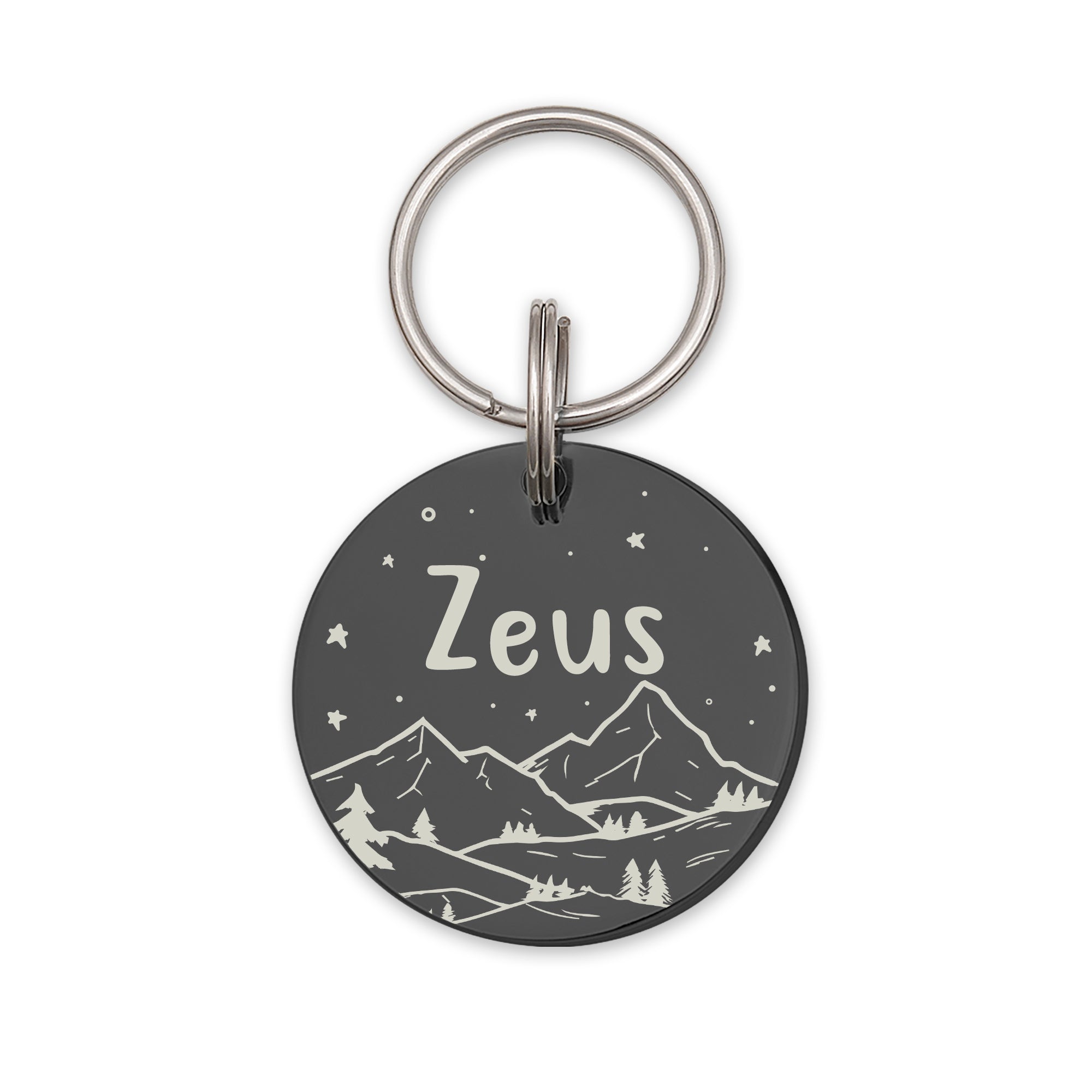 Mountain Starry Sky Round Pet ID Dog Tag