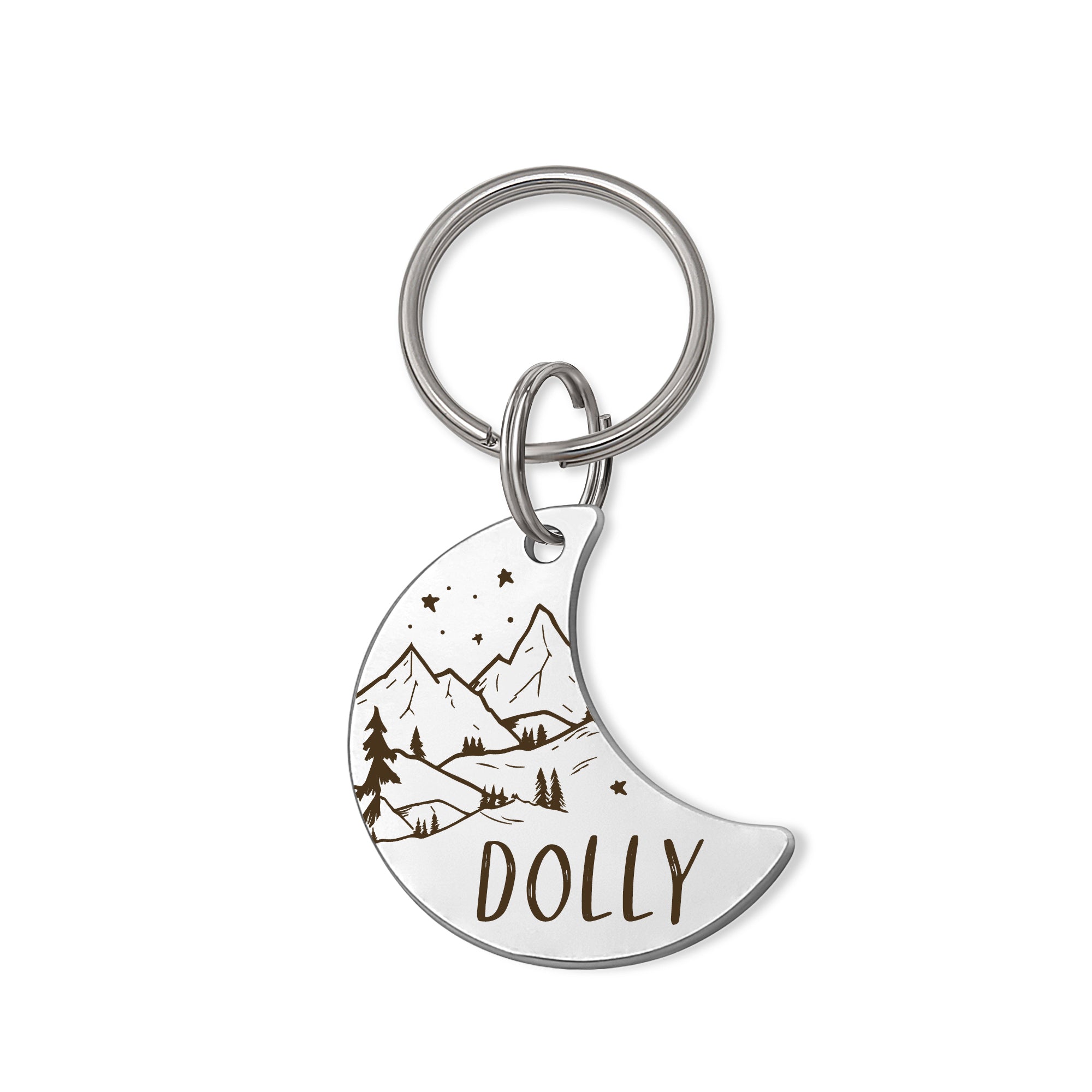 Personalized Moon Shaped Mountain View Starry Sky Dog ID Pet Tag