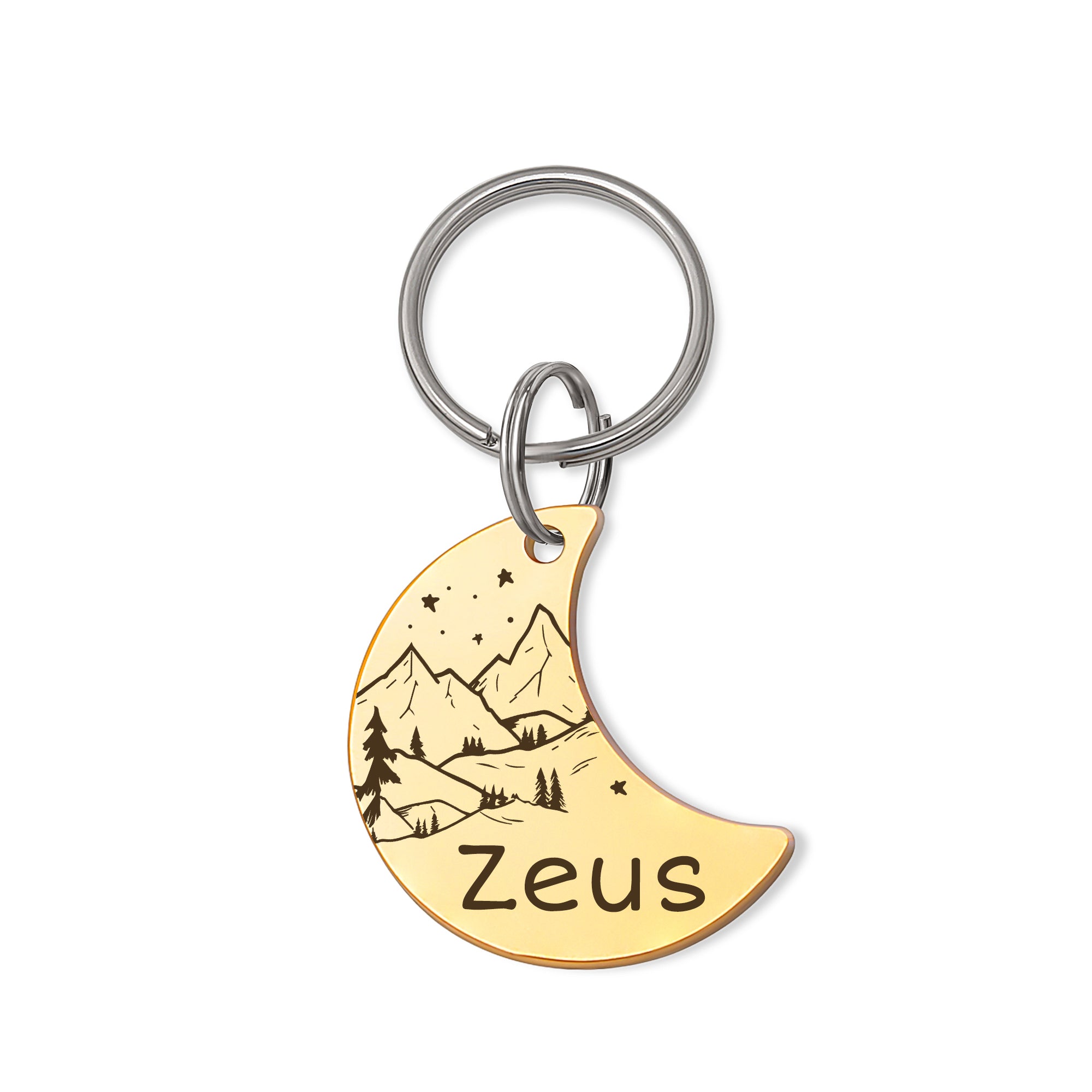 Personalized Moon Shaped Mountain View Starry Sky Dog ID Pet Tag