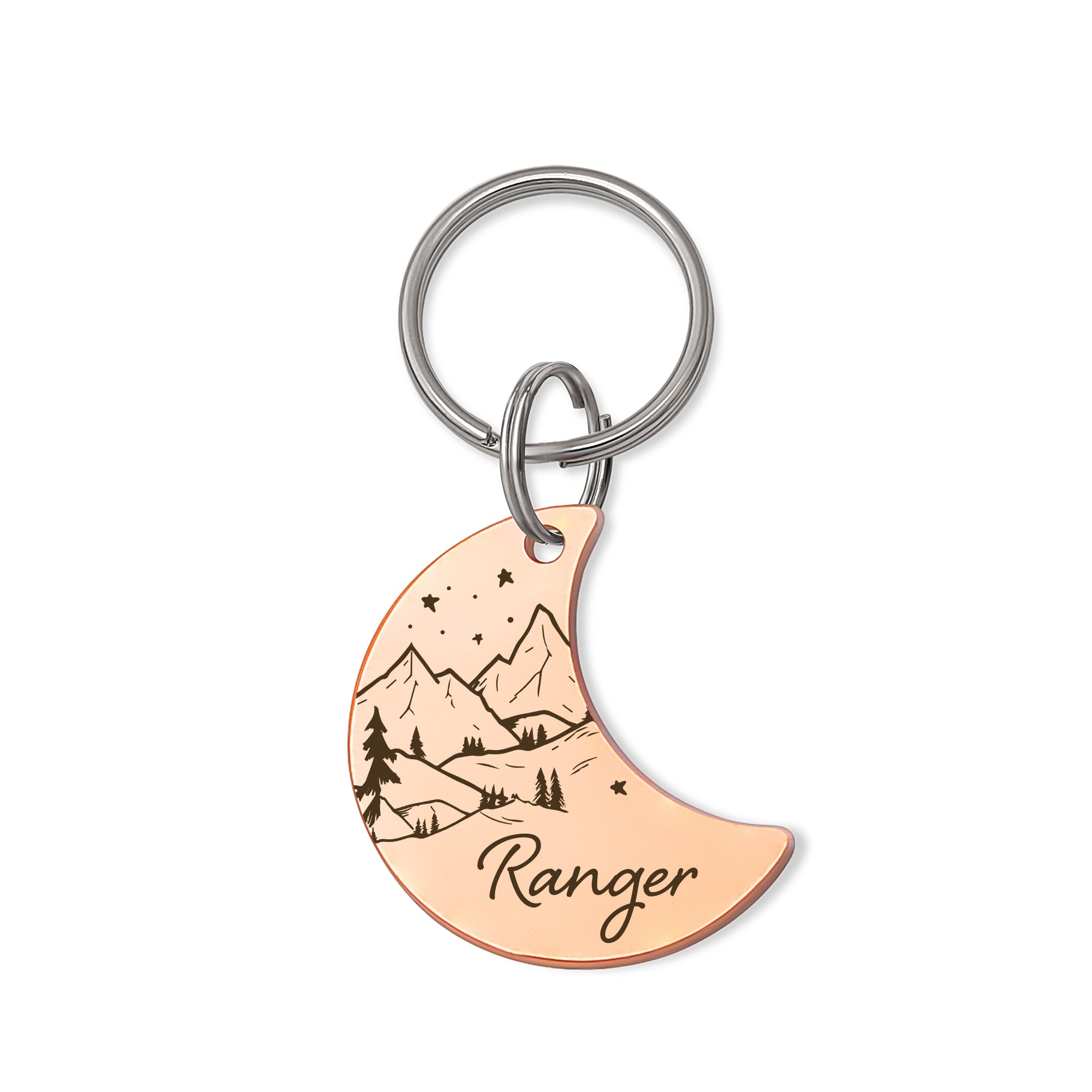 Personalized Moon Shaped Mountain View Starry Sky Dog ID Pet Tag