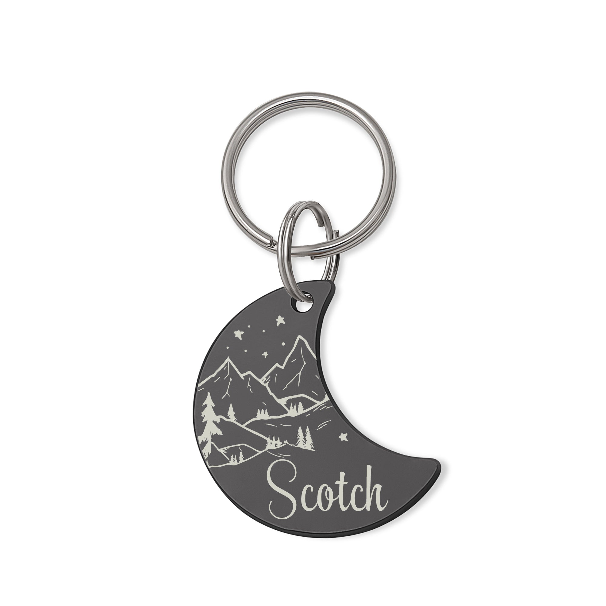 Personalized Moon Shaped Mountain View Starry Sky Dog ID Pet Tag