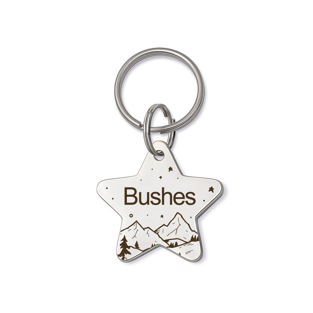 Personalized Mountain Starry Sky Star Shaped Pet ID Dog Tag for Cat or Dog