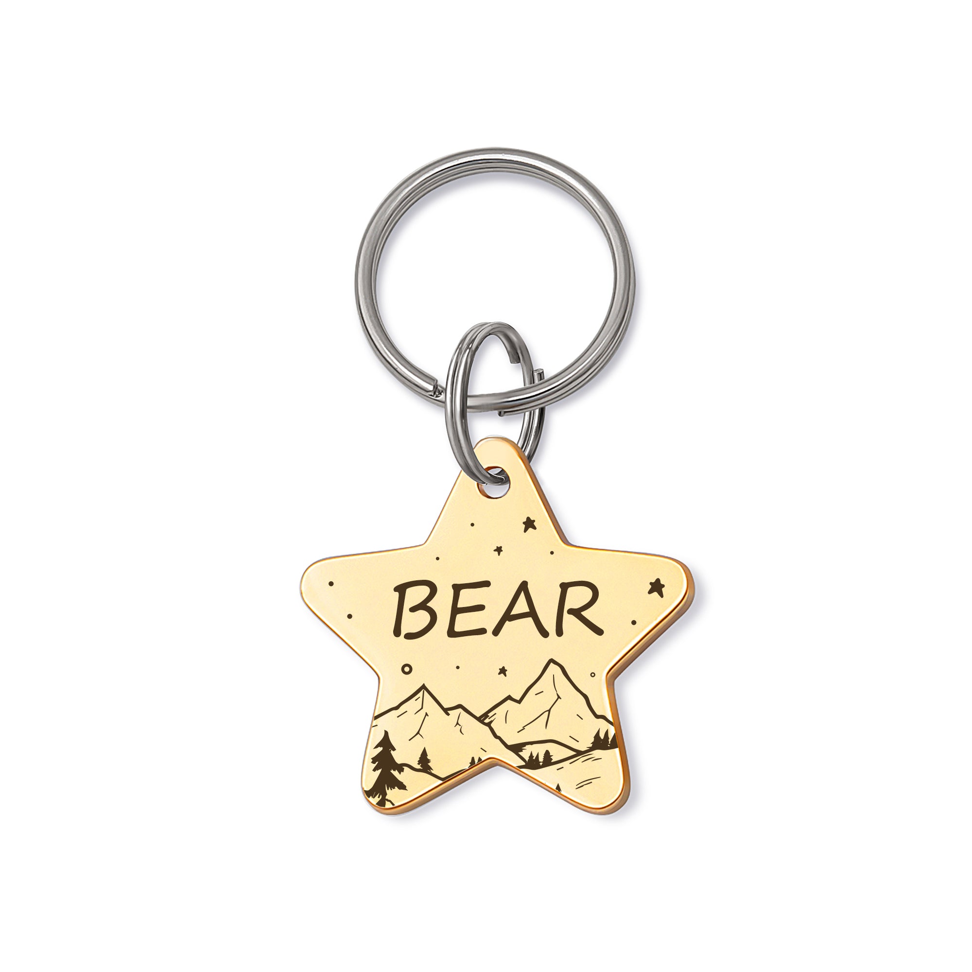 Personalized Mountain Starry Sky Star Shaped Pet ID Dog Tag for Cat or Dog
