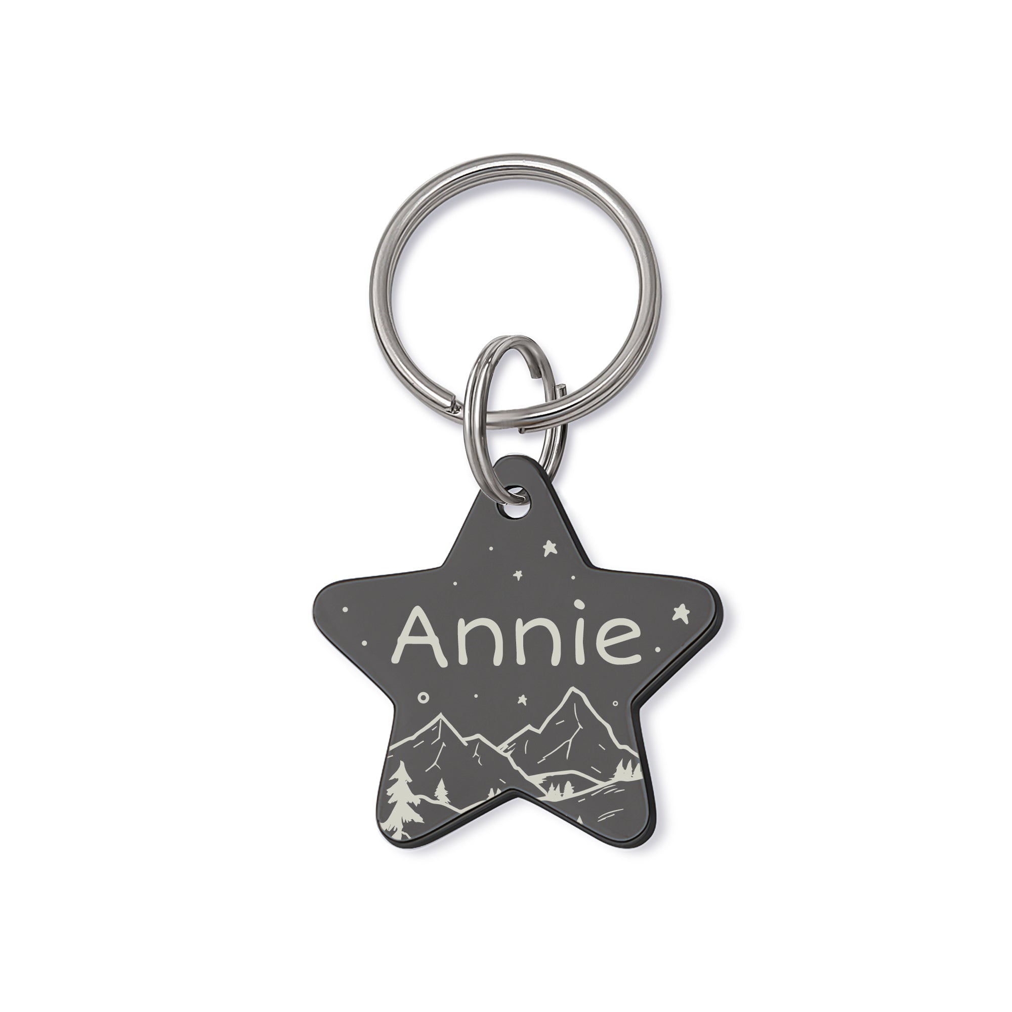 Personalized Mountain Starry Sky Star Shaped Pet ID Dog Tag for Cat or Dog
