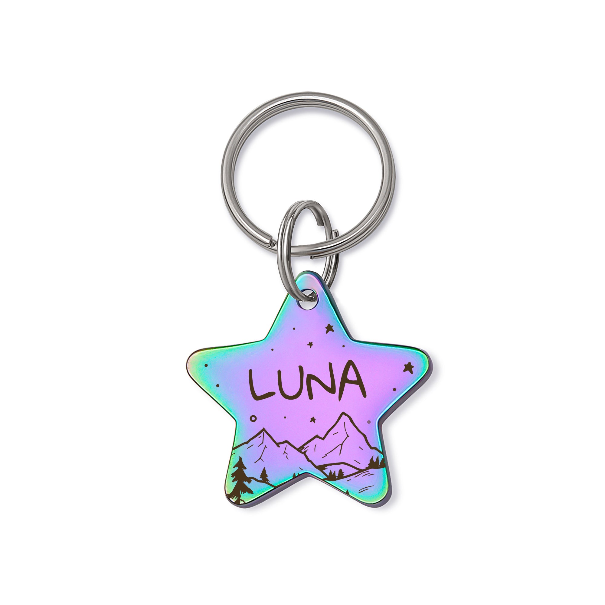 Personalized Mountain Starry Sky Star Shaped Pet ID Dog Tag for Cat or Dog