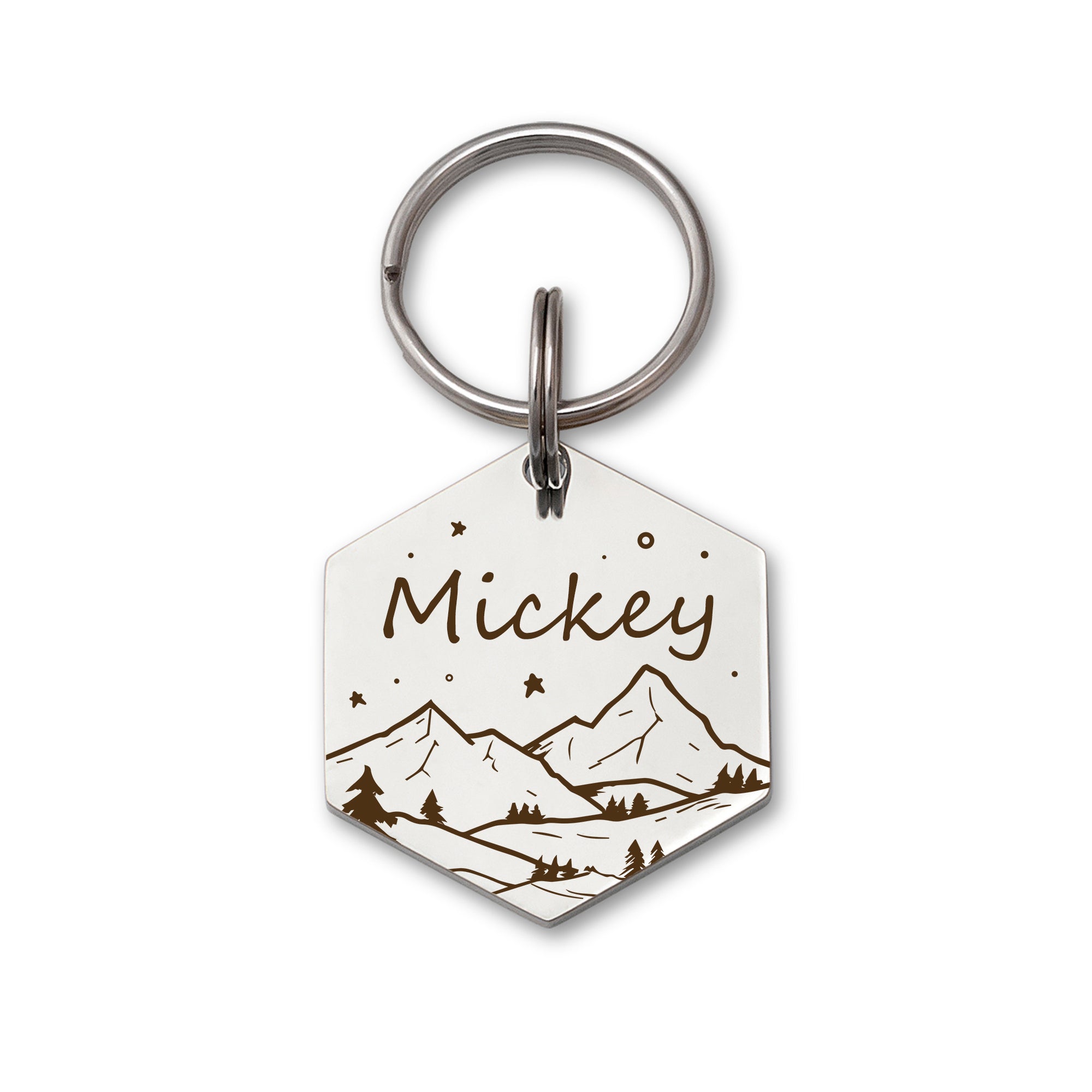 Mountain Starry Sky Hexagon Pet ID Dog Tag