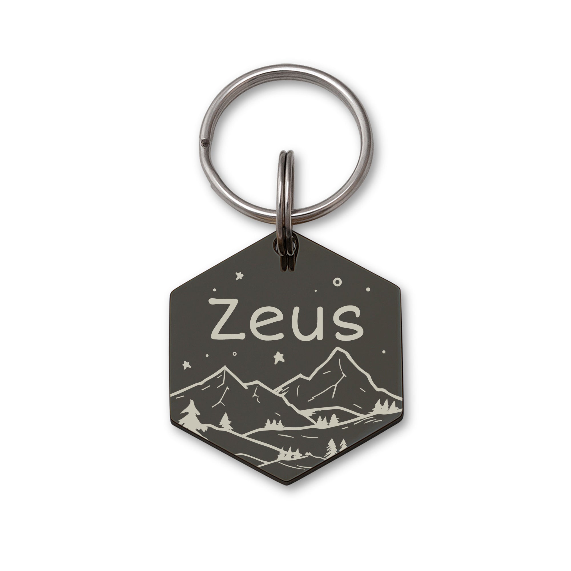 Mountain Starry Sky Hexagon Pet ID Dog Tag