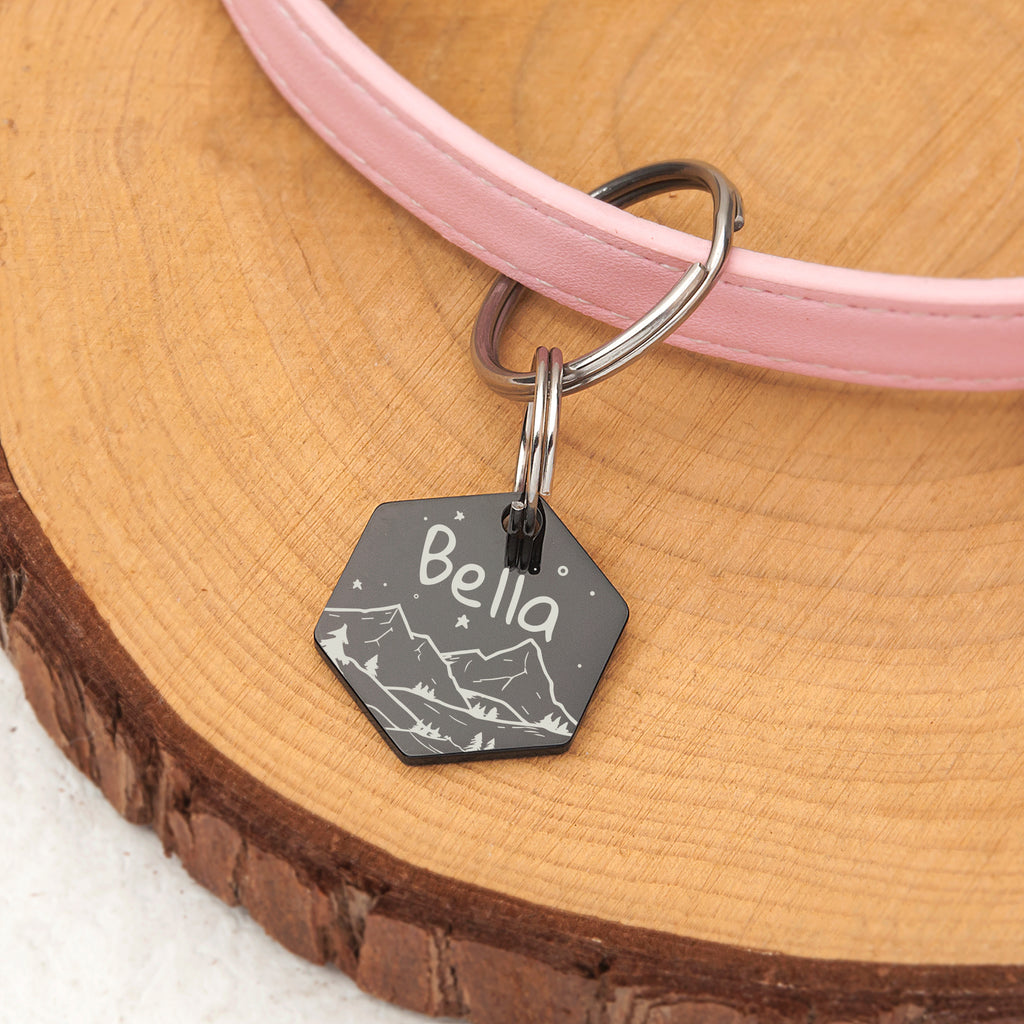 Mountain Starry Sky Hexagon Pet ID Dog Tag