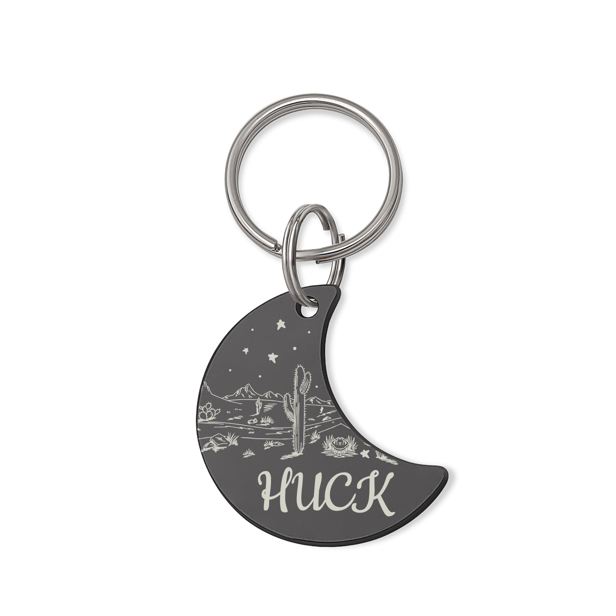 Personalized Moon Shaped Desert Starry Sky Dog ID Pet Tag
