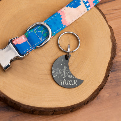 Personalized Moon Shaped Desert Starry Sky Dog ID Pet Tag