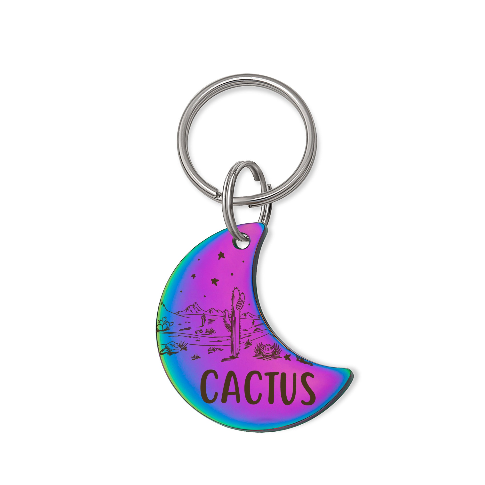 Personalized Moon Shaped Desert Starry Sky Dog ID Pet Tag
