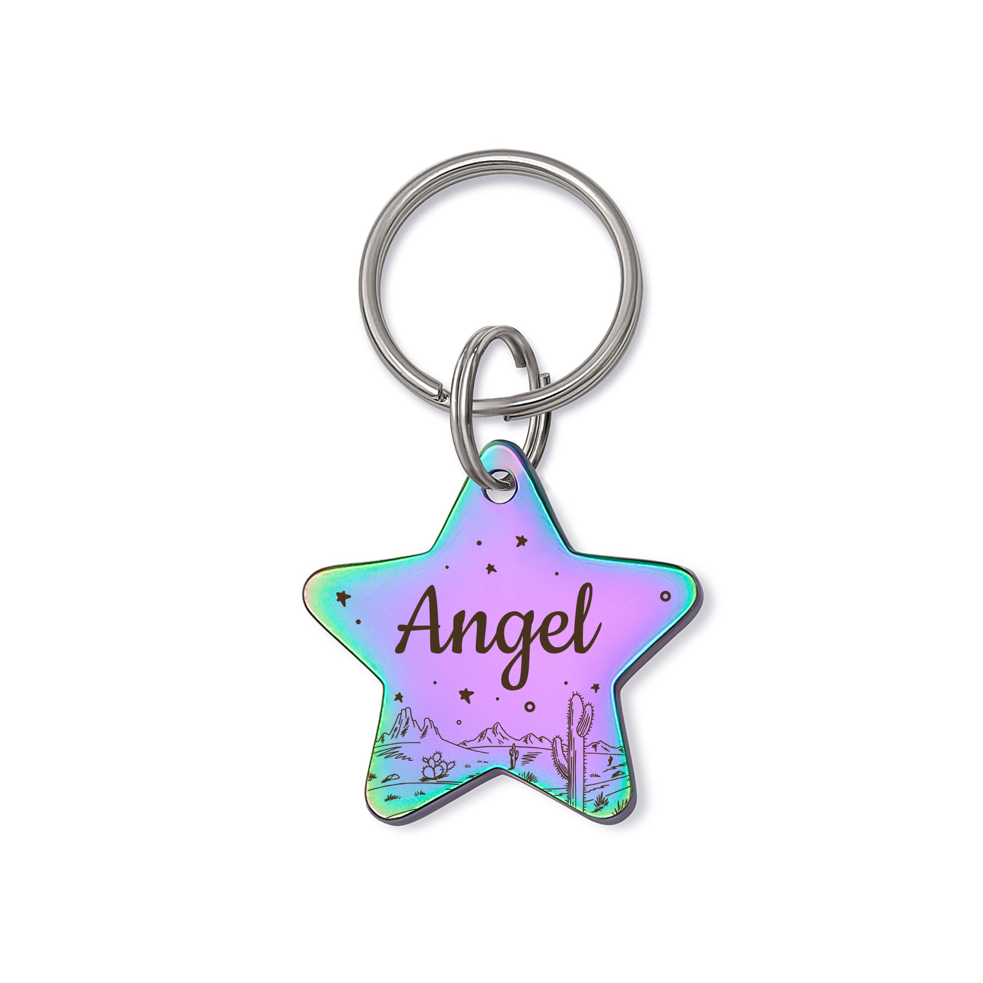 Personalized Desert Starry Sky Star Shaped Pet ID Dog Tag for Cat or Dog