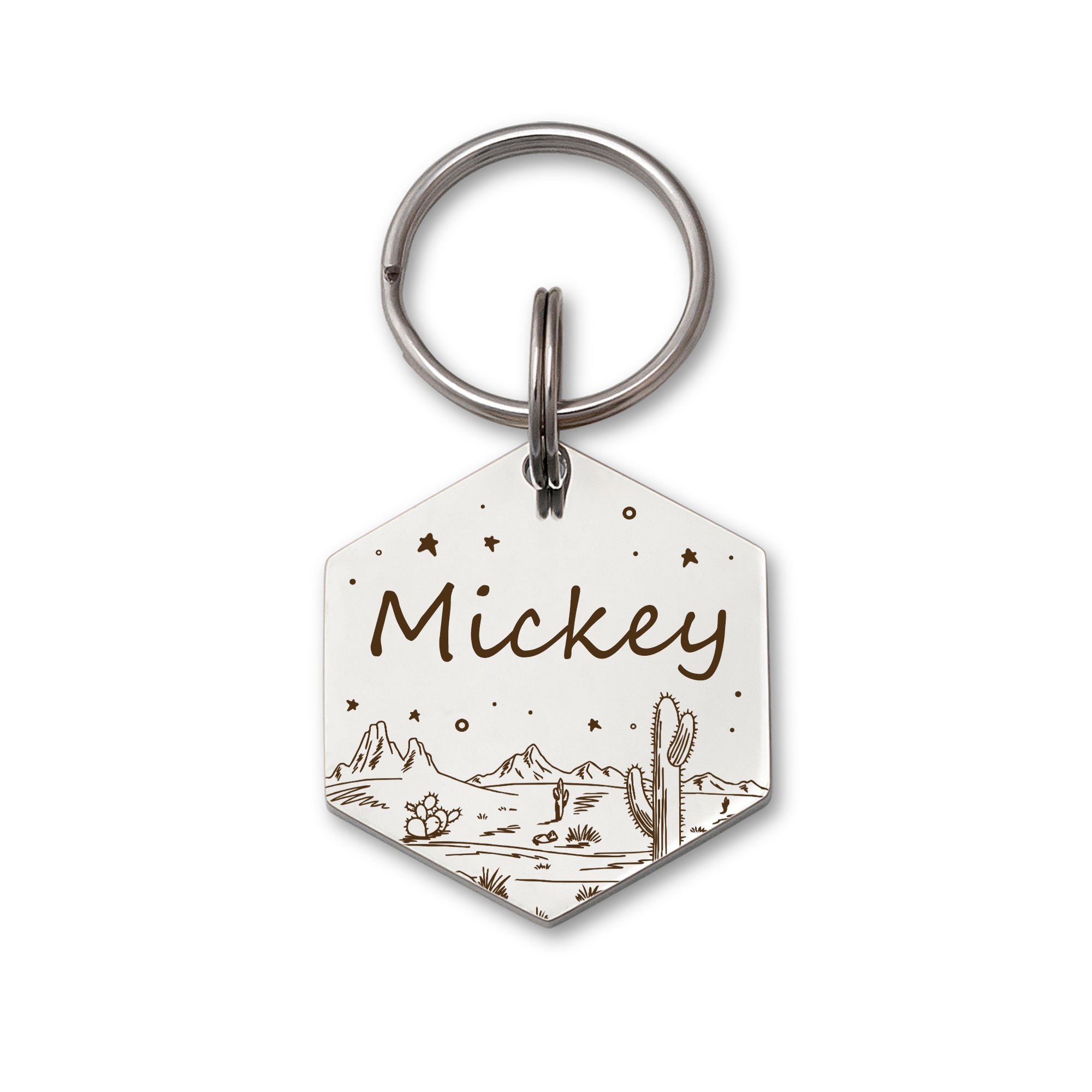 Hexagon Desert Starry Sky Pet ID Dog Tag