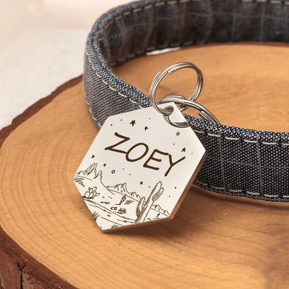 Personalized Desert Starry Sky Hexagon Shaped Pet ID Dog Tag for Cat or Dog