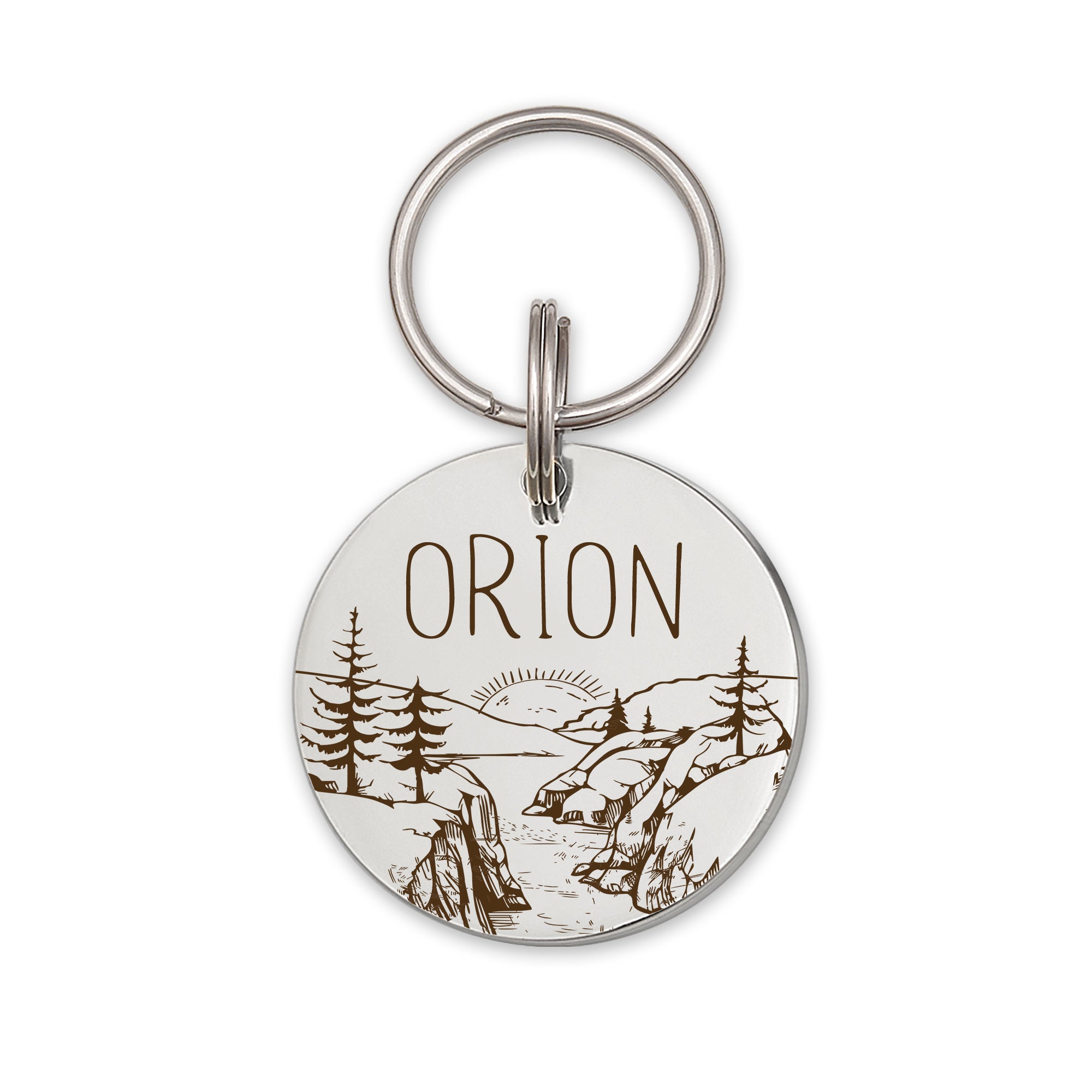 Mountain Sunrise Round Pet ID Dog Tag