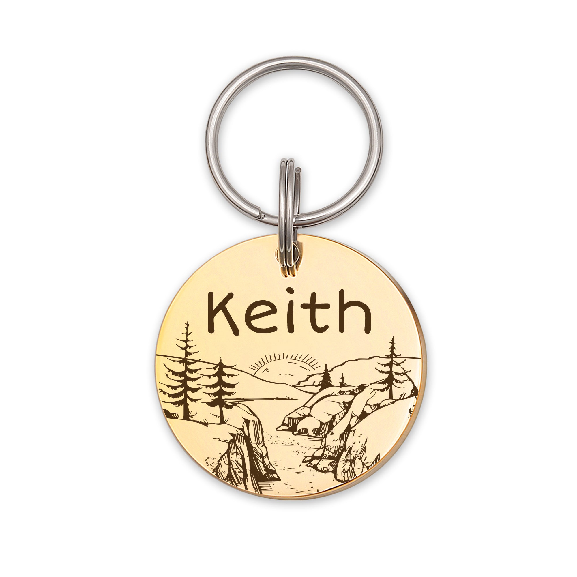 Mountain Sunrise Round Pet ID Dog Tag